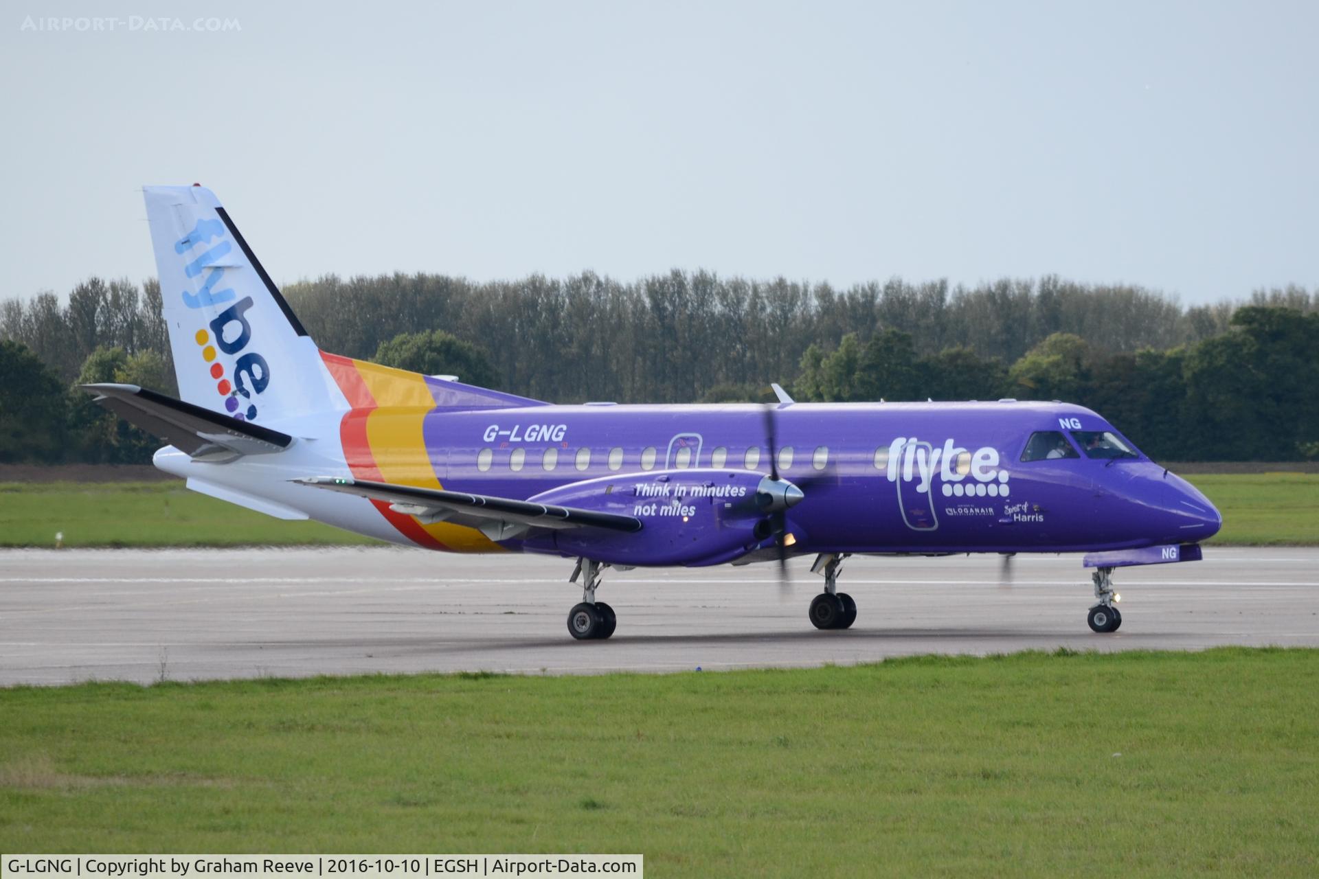 G-LGNG, 1992 Saab SF340B C/N 340B-327, About to depart from Norwich after a re-spray.