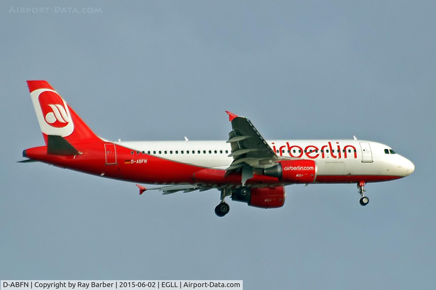 D-ABFN, 2010 Airbus A320-214 C/N 4510, Airbus A320-214 [4510] (Air Berlin) Home~G 02/06/2015. On approach 27L