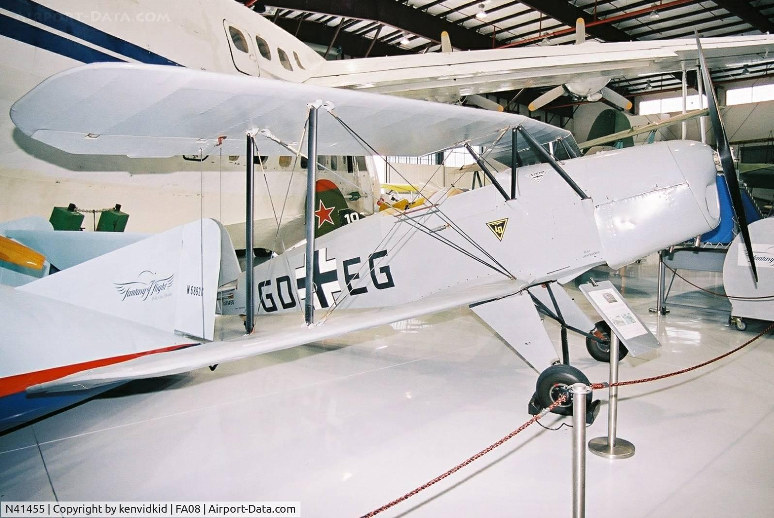 N41455, 1939 Bucker Bu-131 Jungmann C/N 78, At Fantasy of Flight, Polk City, circa 2003.