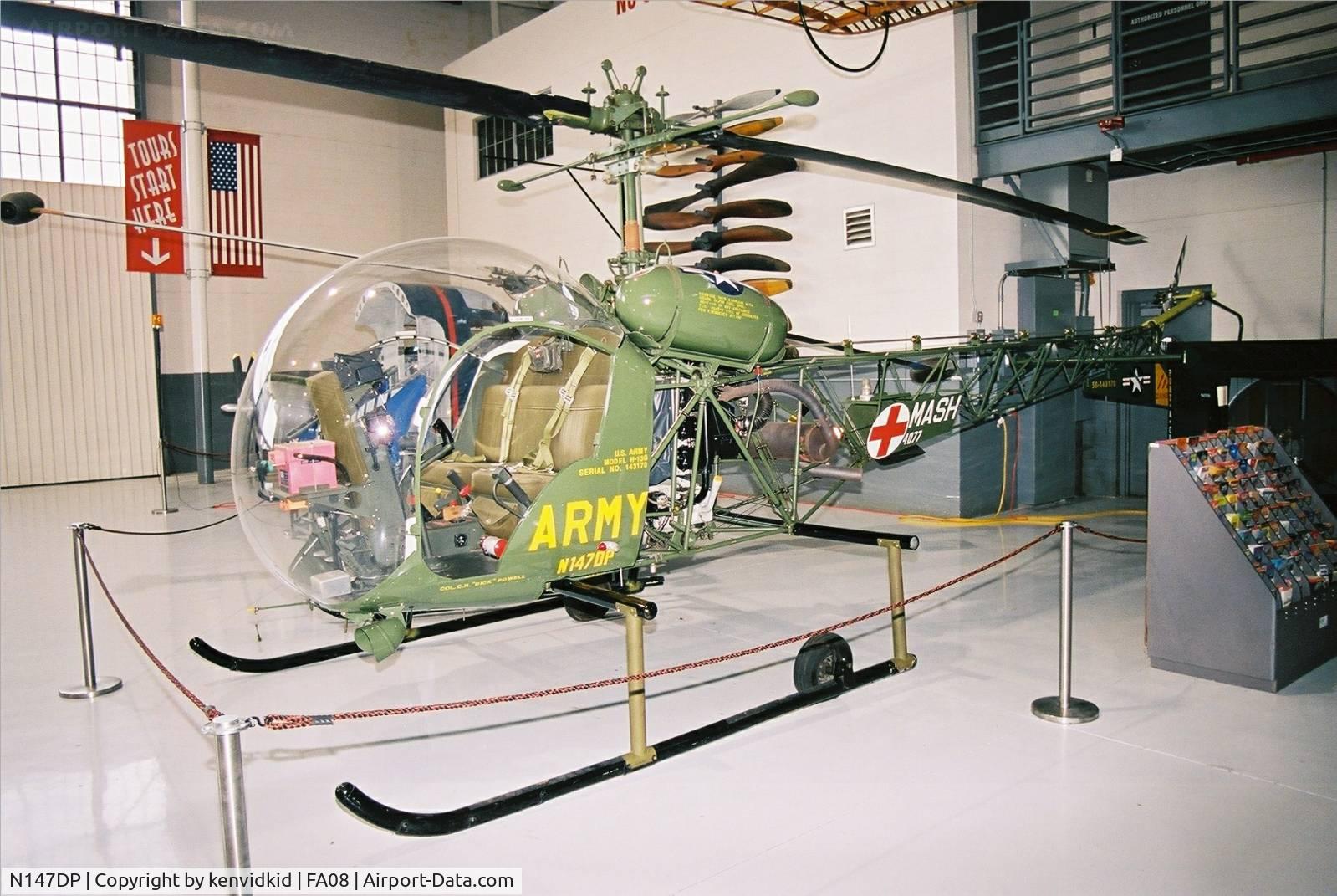 N147DP, 1956 Bell 47G C/N 1685, At Fantasy of Flight, Polk City, circa 2003.