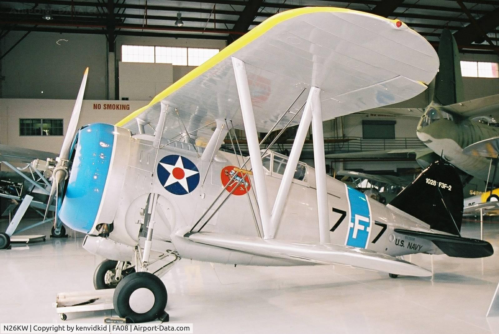 N26KW, 1938 Grumman F3F-2 C/N 1028, At Fantasy of Flight, Polk City, circa 2003.