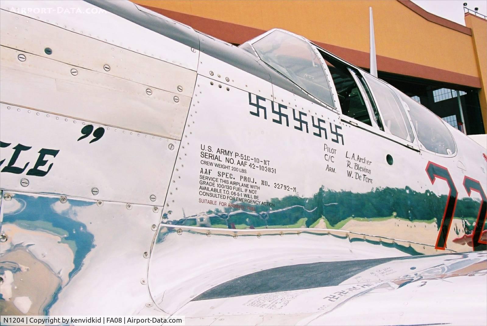 N1204, 1944 North American P-51C Mustang C/N 103-26385, At Fantasy of Flight, Polk City, circa 2003.