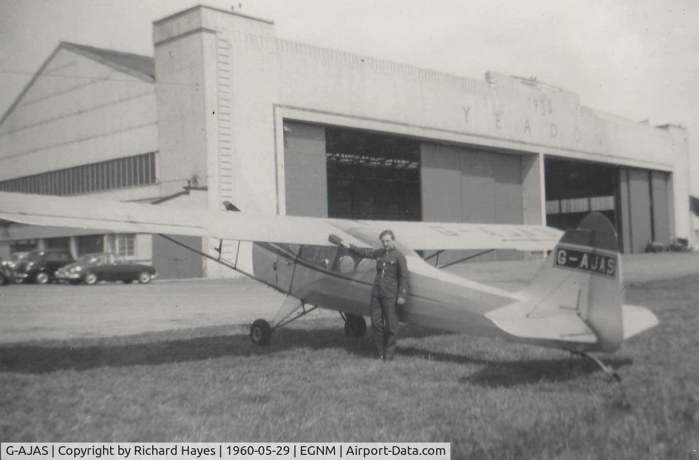 G-AJAS, 1946 Auster J-1N Alpha C/N 2319, Photo taken at RAF Yeadon (now Leeds Bradford Airport). Flown by Cadet Flight Sergeant John Roume with Cadet Baxter and Cadet Richard Hayes
