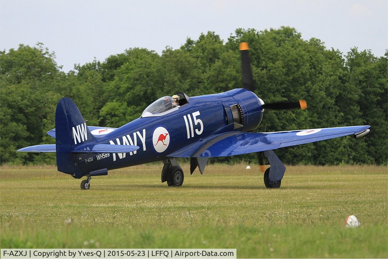 F-AZXJ, 1949 Hawker Sea Fury FB.11 C/N 37733, Hawker Sea Fury FB.11, Taxiing after landing, La Ferté-Alais Airfield (LFFQ) Air show 2015