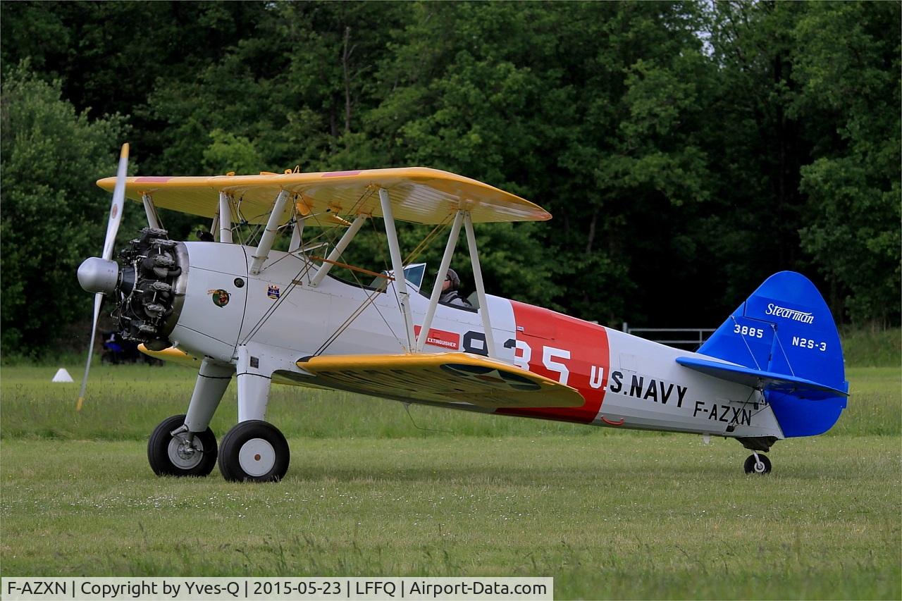 F-AZXN, 1942 Boeing A75N1 (PT-17) C/N 75-3885, Boeing A75N1(PT17), Landing, La Ferté-Alais Airfield (LFFQ) Air show 2015