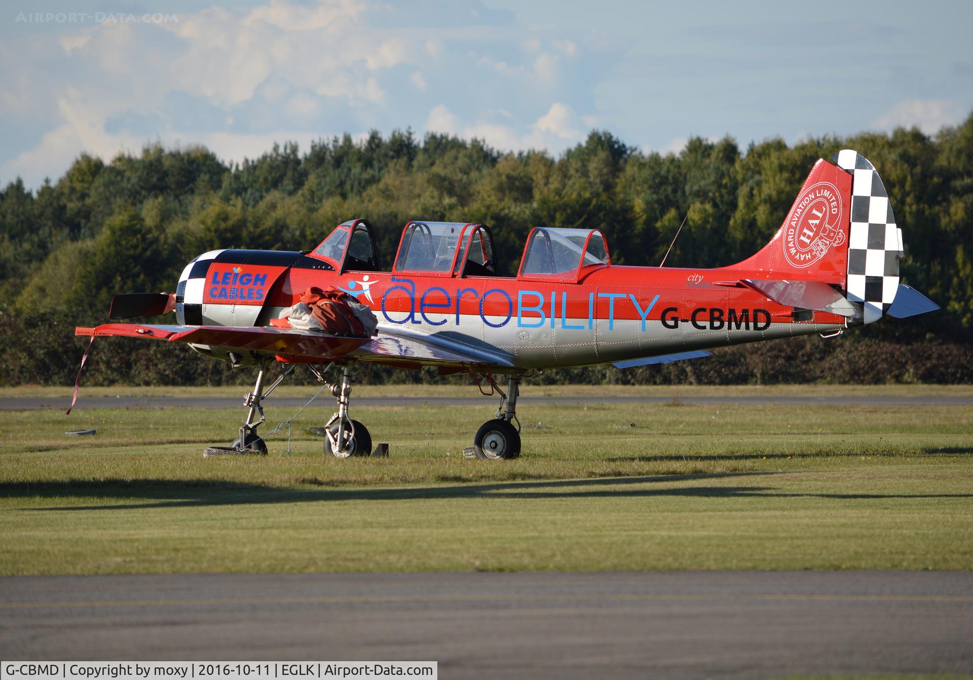 G-CBMD, 1982 Bacau Yak-52 C/N 822710, Bacau Yak-52 at Blackbushe. Ex RA44460