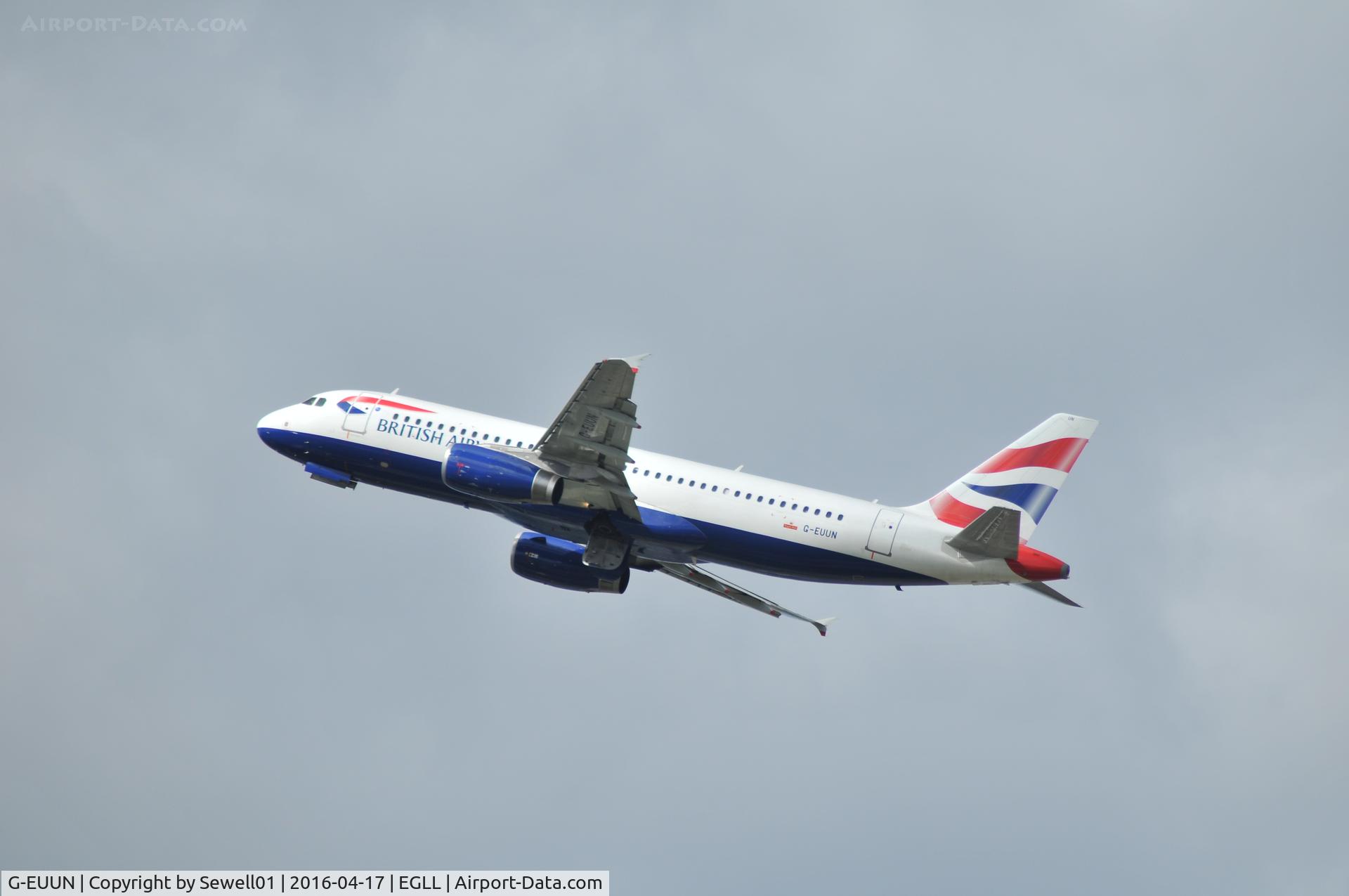 G-EUUN, 2003 Airbus A320-232 C/N 1910, Departing LHR