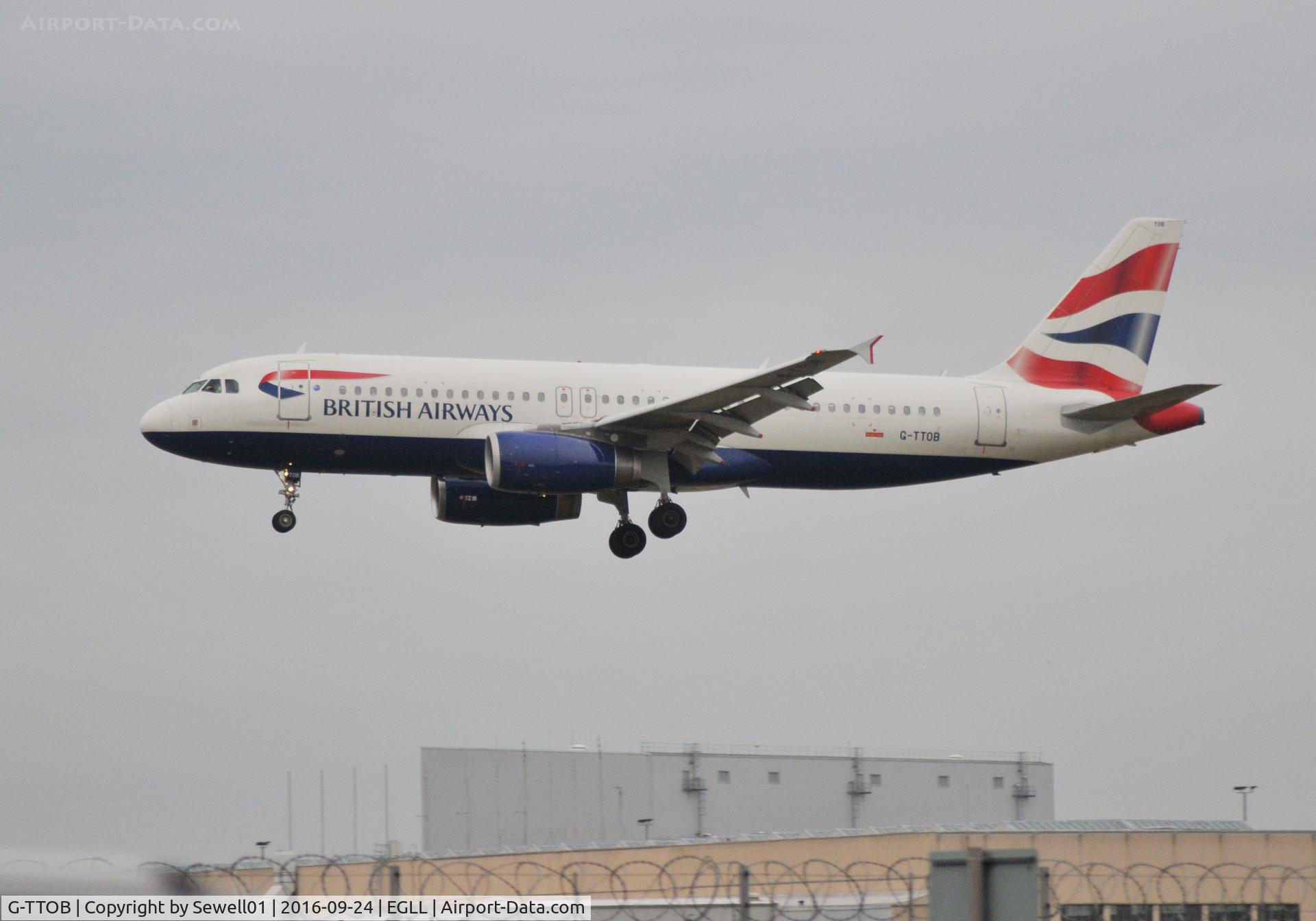 G-TTOB, 2001 Airbus A320-232 C/N 1687, Landing at LHR