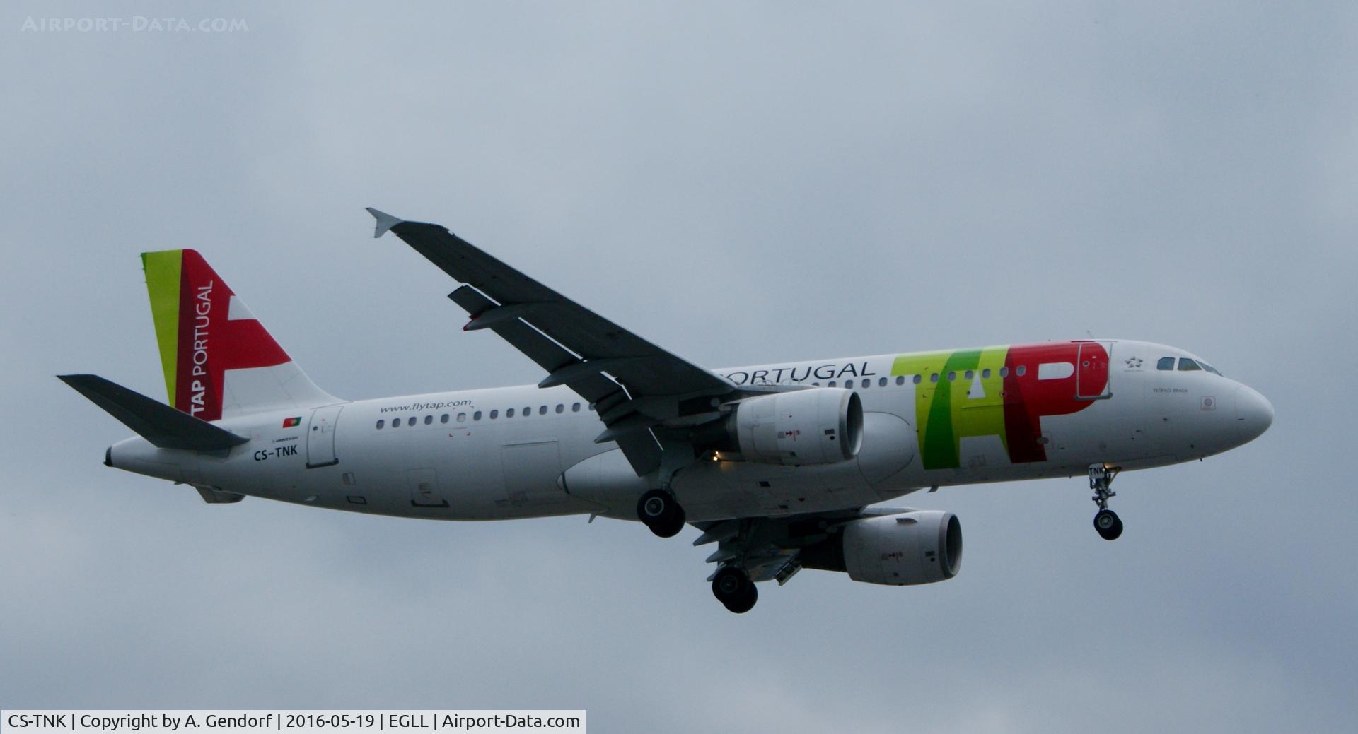 CS-TNK, 2000 Airbus A320-214 C/N 1206, TAP, is here on short finals at London Heathrow(EGLL)