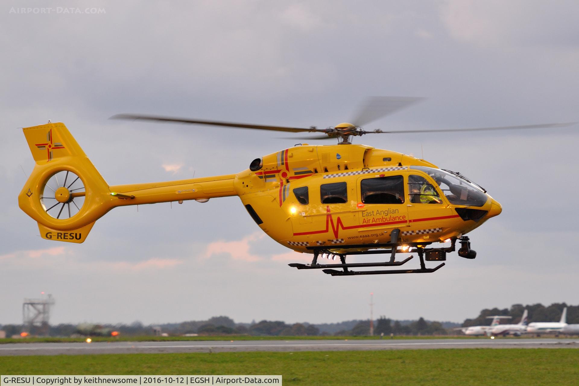 G-RESU, 2015 Airbus Helicopters EC-145T-2 (BK-117D-2) C/N 20052, Evening arrival.