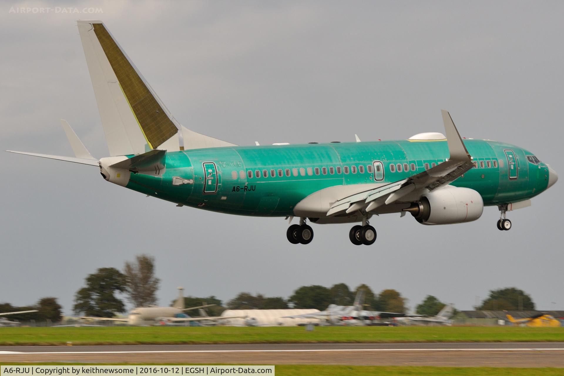 A6-RJU, 2015 Boeing 737-77W BBJ C/N 62468, Arriving for paint work.