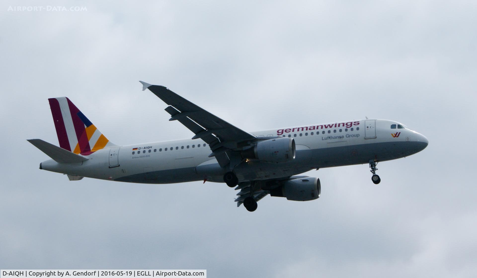 D-AIQH, 1991 Airbus A320-211 C/N 217, Germanwings, is here on short finals RWY 27R at London Heathrow(EGLL)