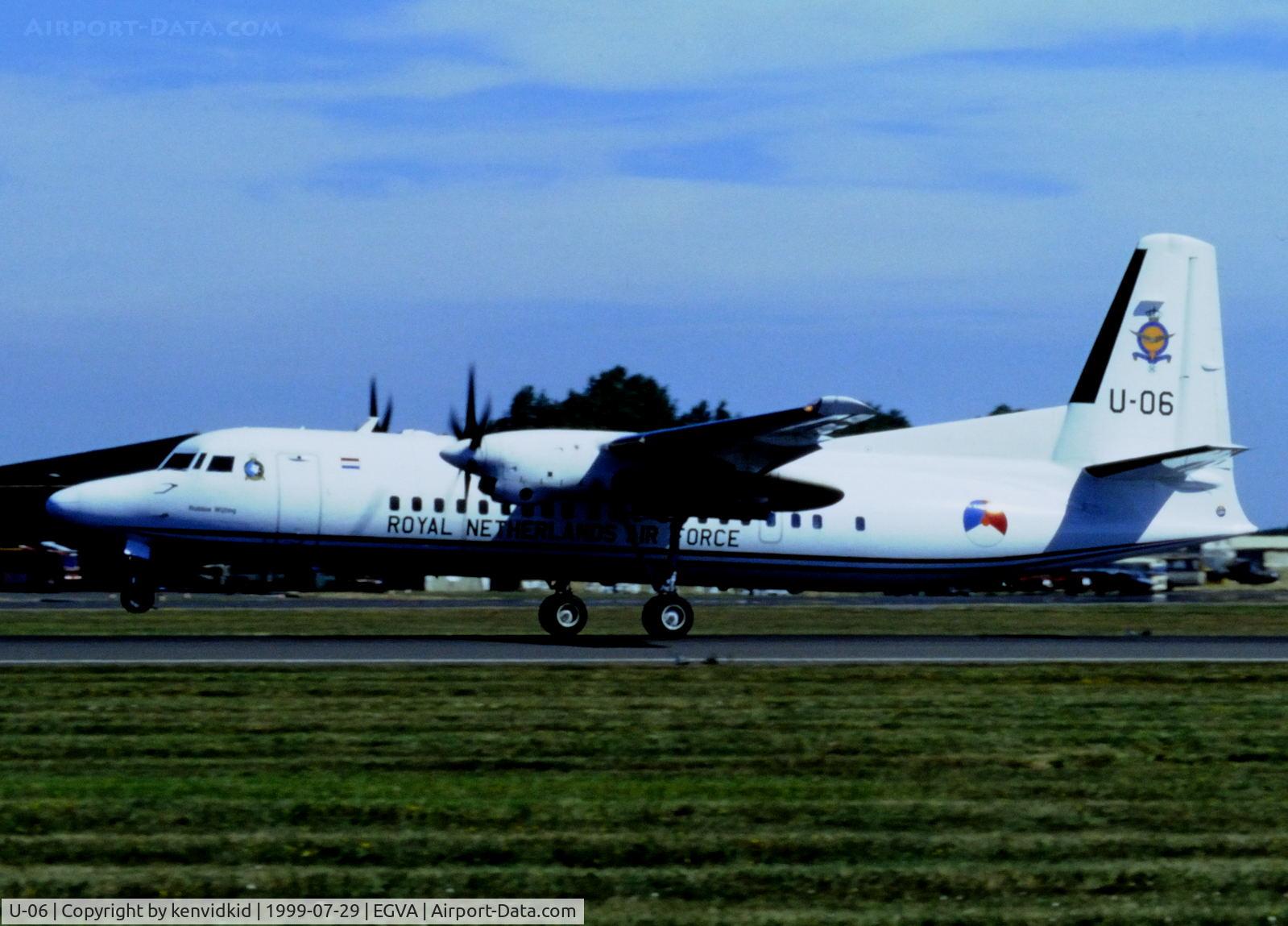 U-06, 1993 Fokker 50 C/N 20287, Arriving at the 1999 RIAT.