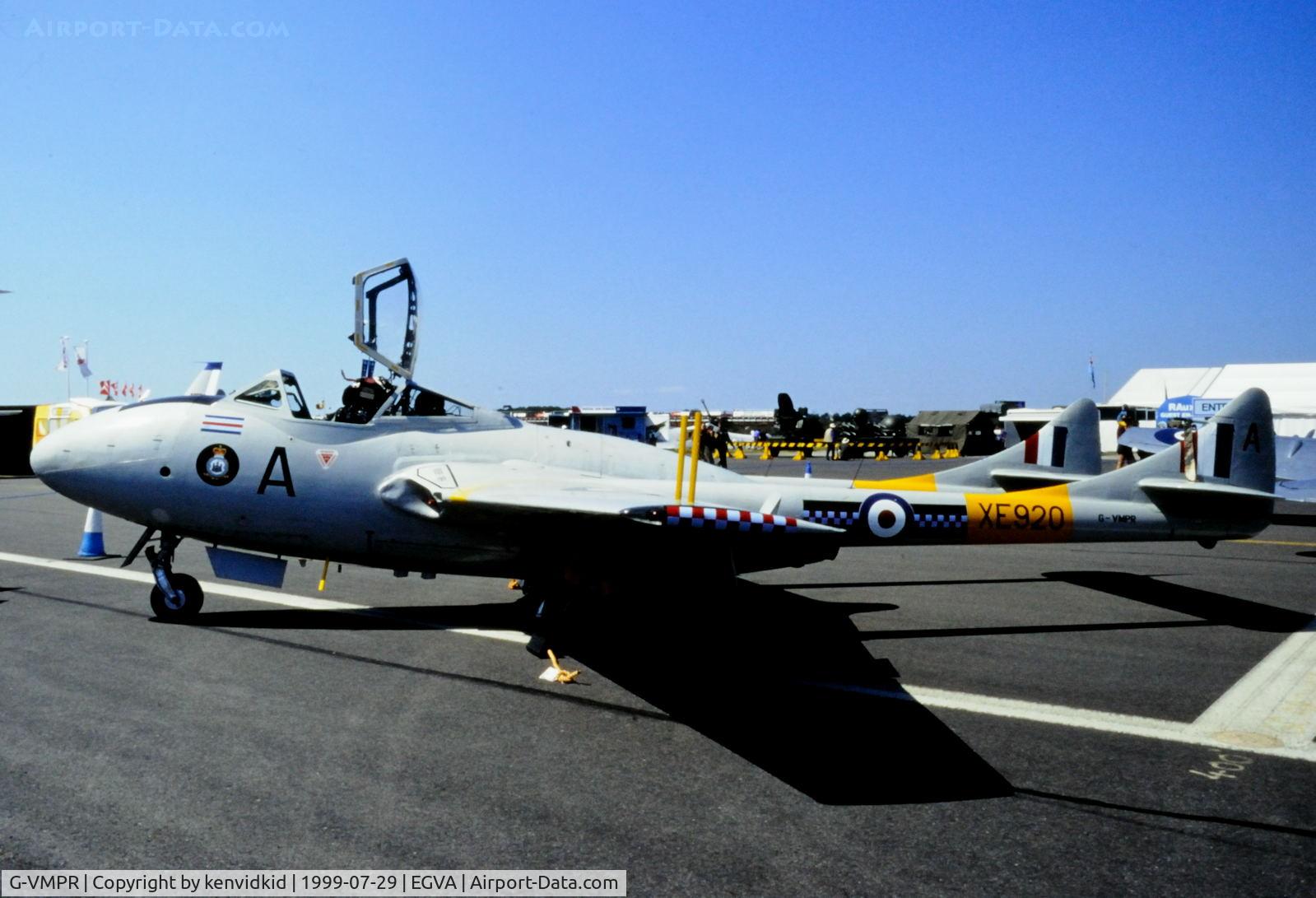 G-VMPR, 1955 De Havilland DH-115 Vampire T.11 C/N 15621, On static display at the 1999 RIAT.