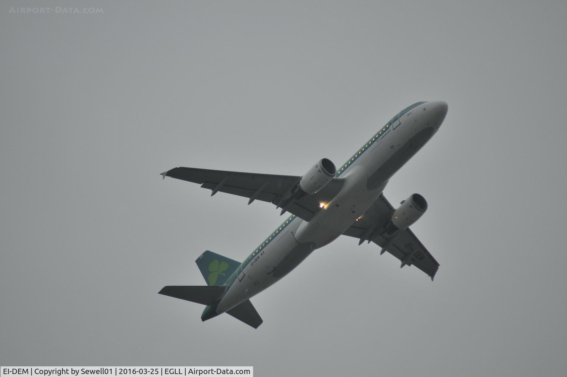 EI-DEM, 2005 Airbus A320-214 C/N 2411, Leaving LHR