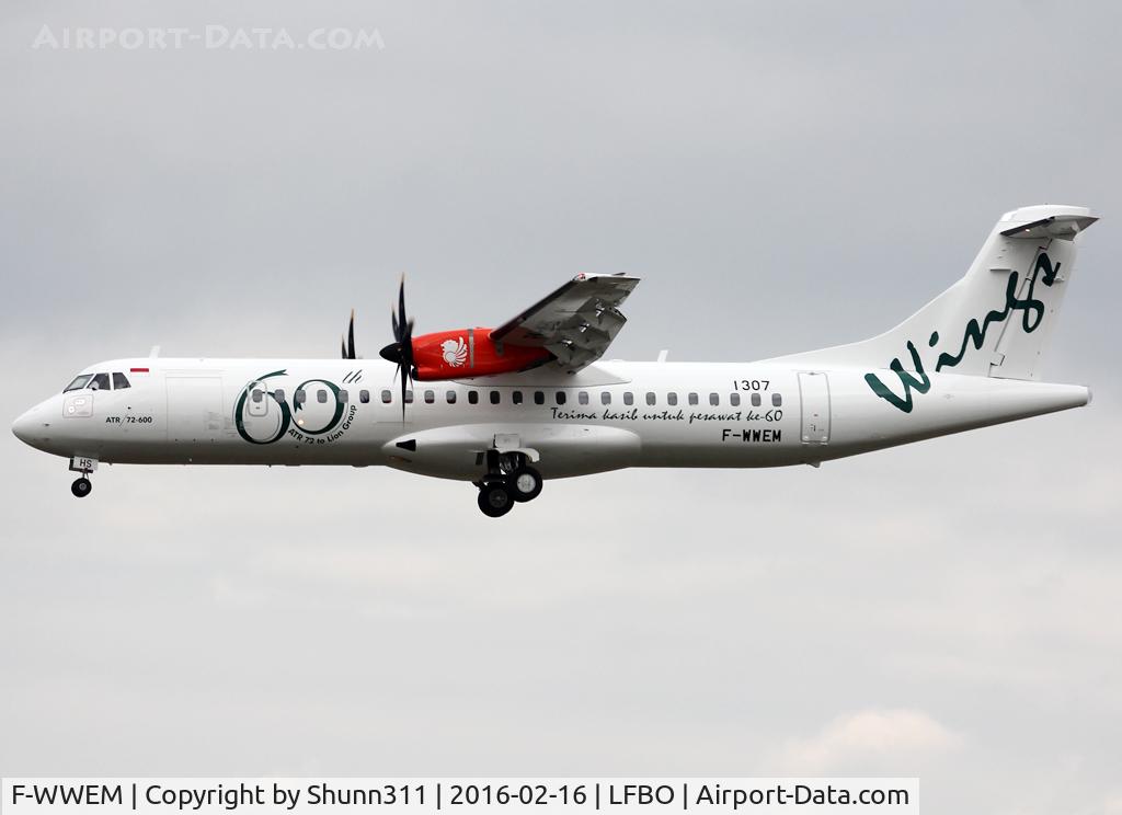 F-WWEM, 2016 ATR 72-600 (72-212A) C/N 1307, C/n 1307 - To be PK-WHS in 60th ATR c/s