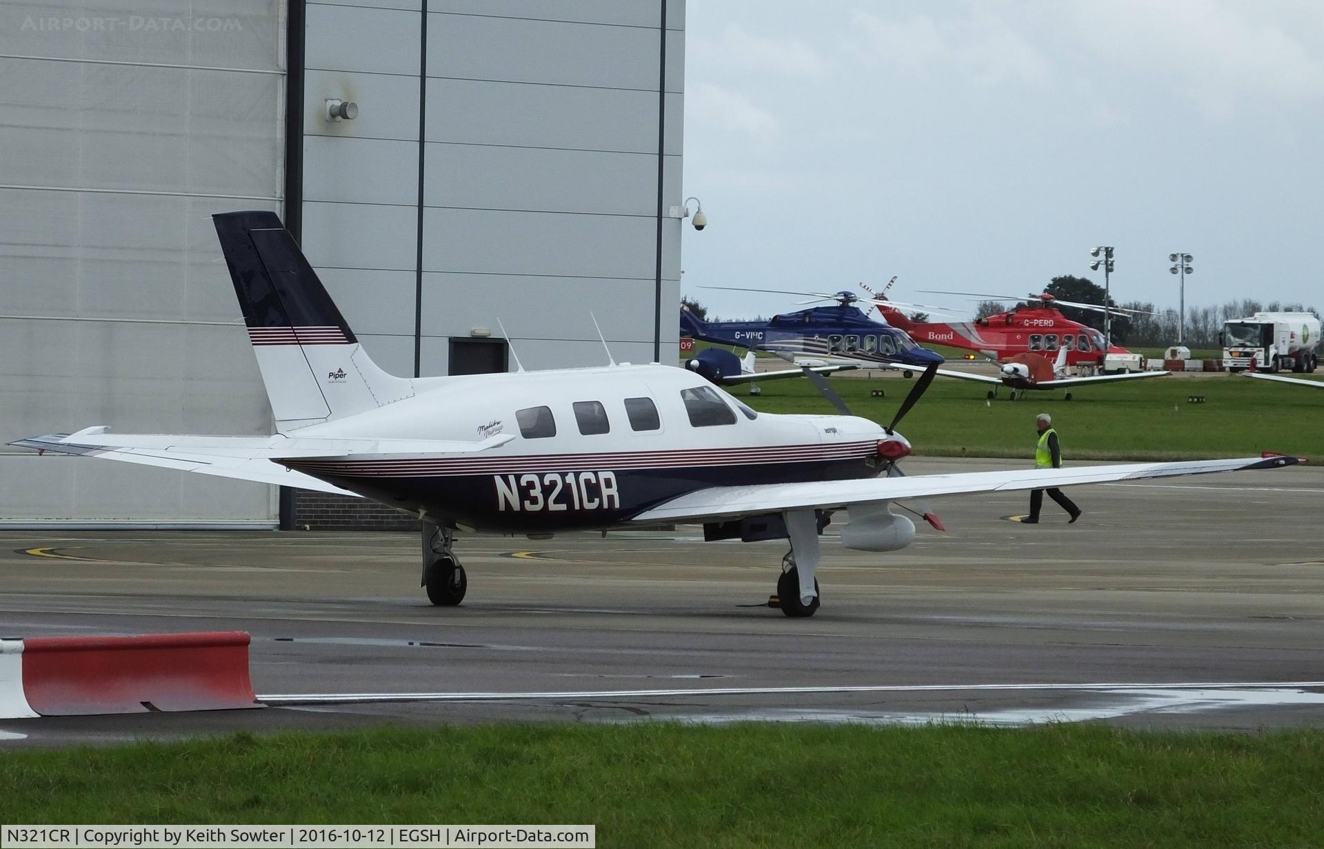 N321CR, 1997 Piper PA-46-350P Malibu Mirage C/N 4636124, Parked on the Saxon apron