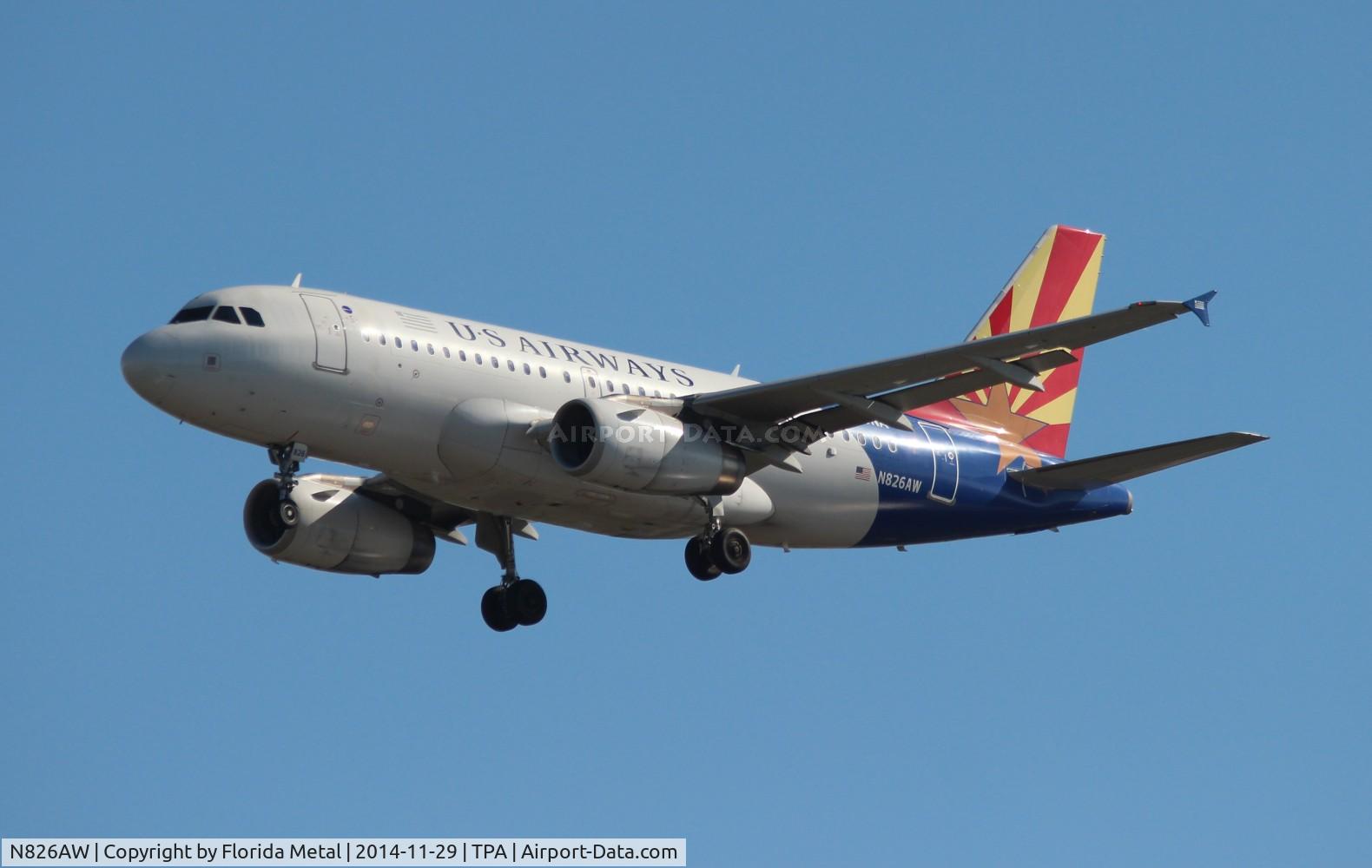 N826AW, 2001 Airbus A319-132 C/N 1534, USAirways Arizona Flag