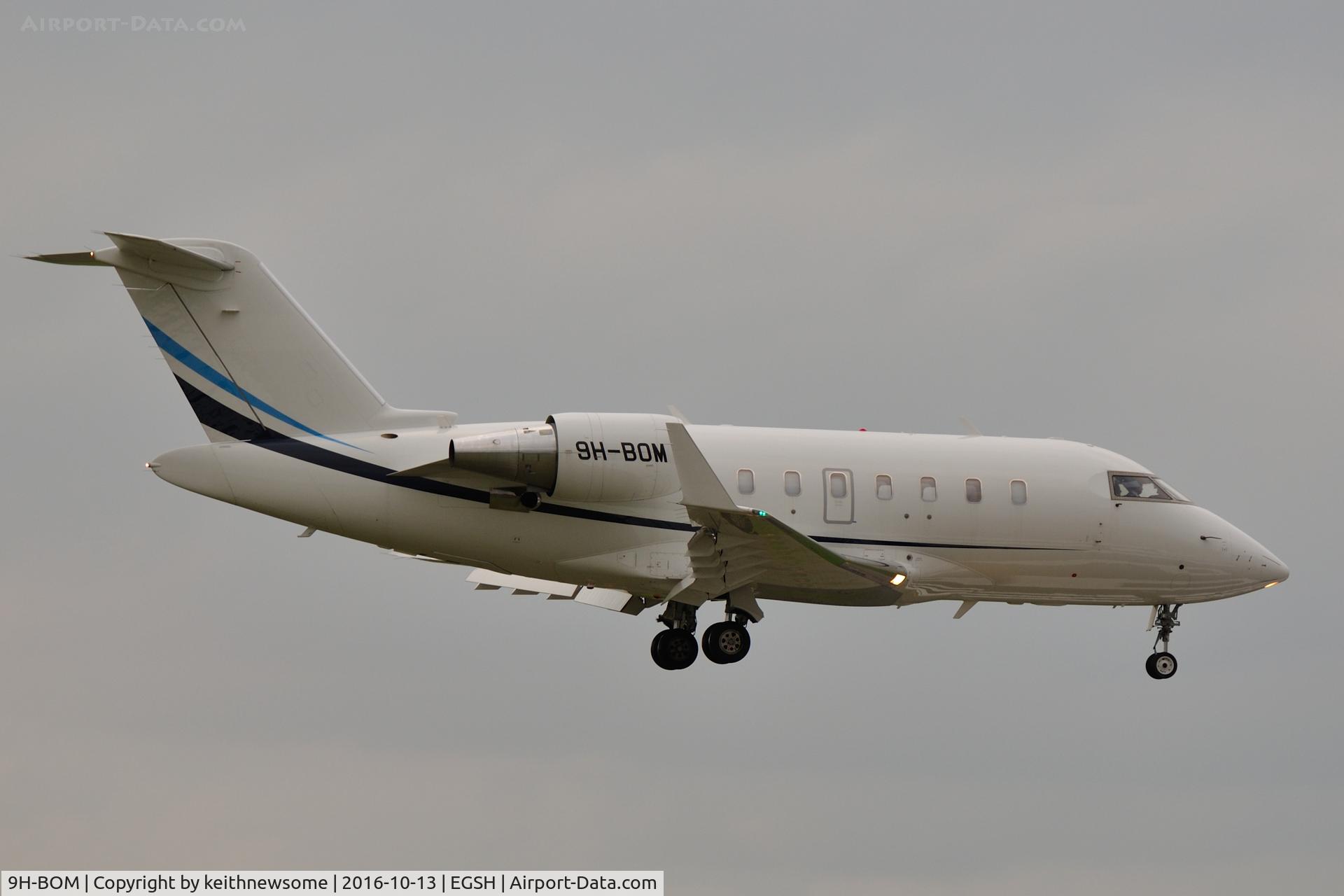 9H-BOM, 2009 Bombardier Challenger 605 (CL-600-2B16) C/N 5785, Evening Landing.