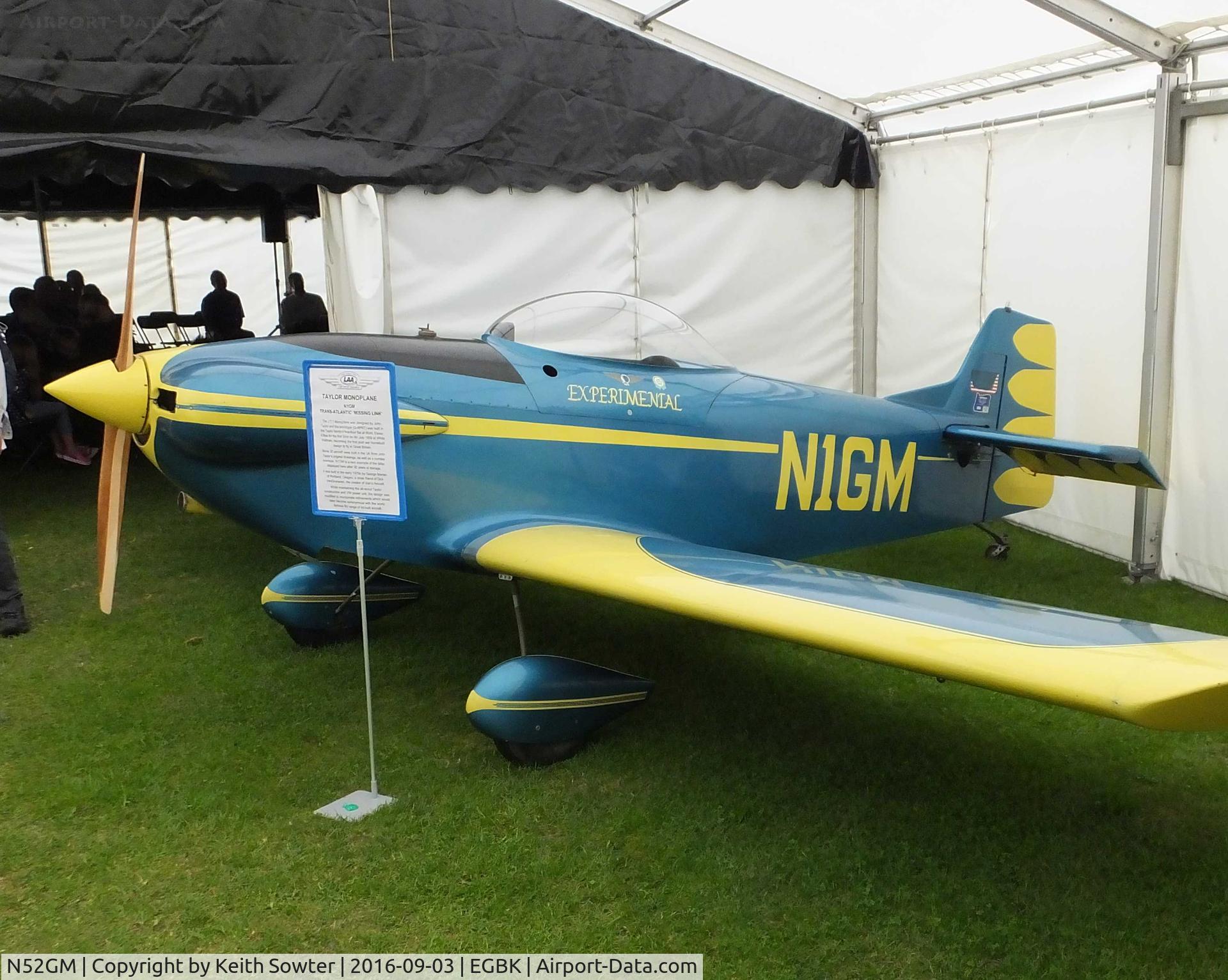 N52GM, 1973 Taylor JT-1 Monoplane C/N 51422, LAA Flyin