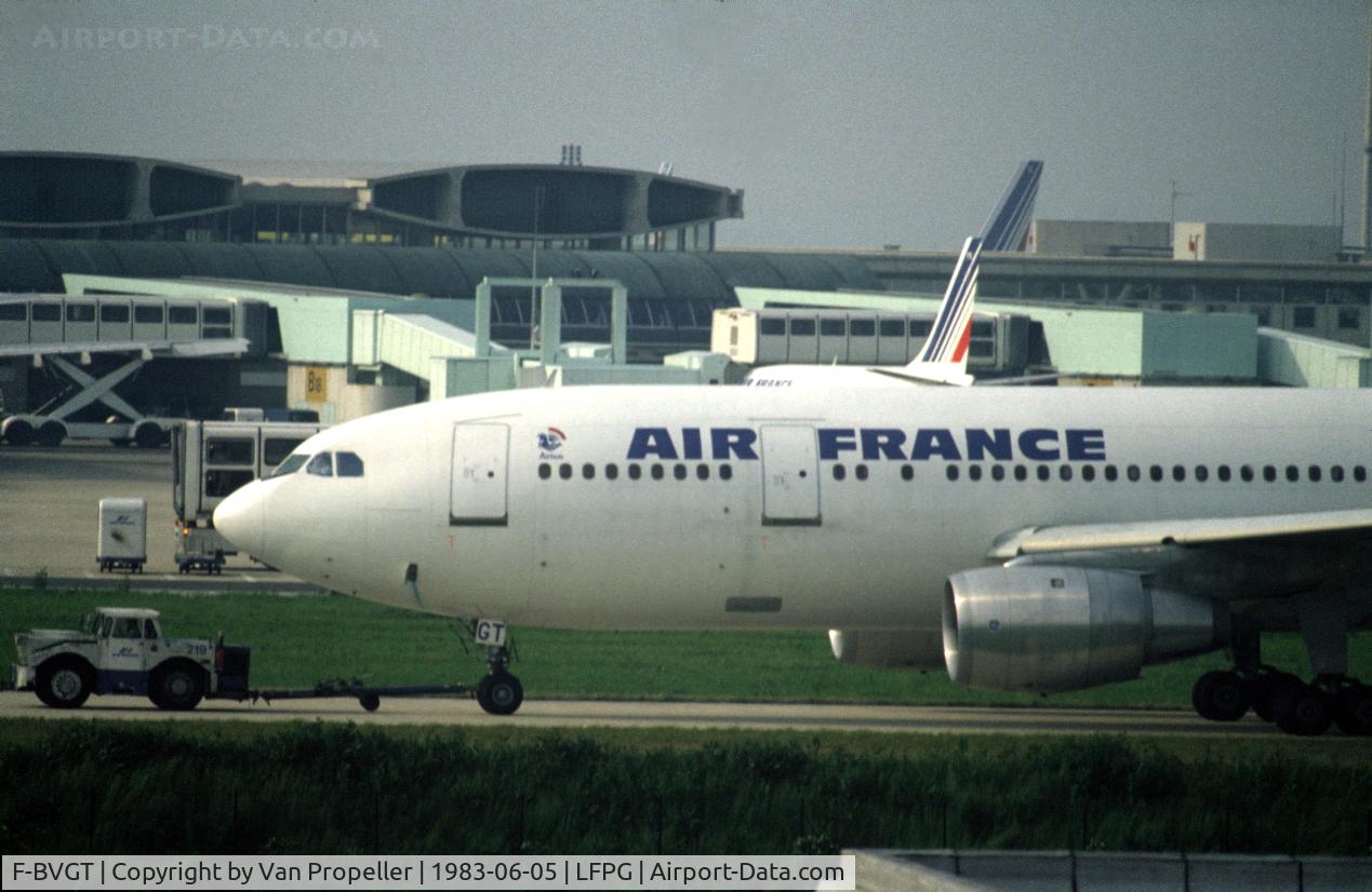 F-BVGT, 1982 Airbus A300B4-203 C/N 183, Air France Airbus A300B4-203 being pulled across Paris Charles de Gaulle airport, 1983
