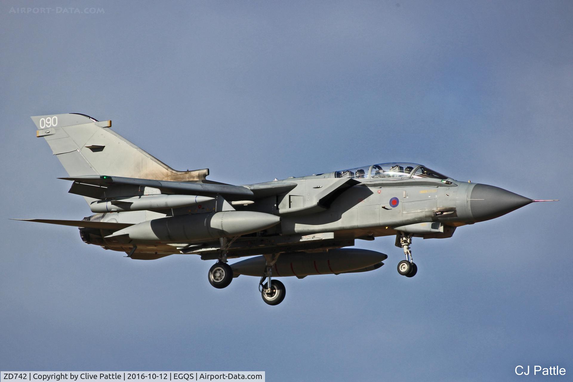 ZD742, 1984 Panavia Tornado GR.4 C/N 364/BT041/3168, In action during Exercise Joint Warrior 16-2 at RAF Lossiemouth EGQS
