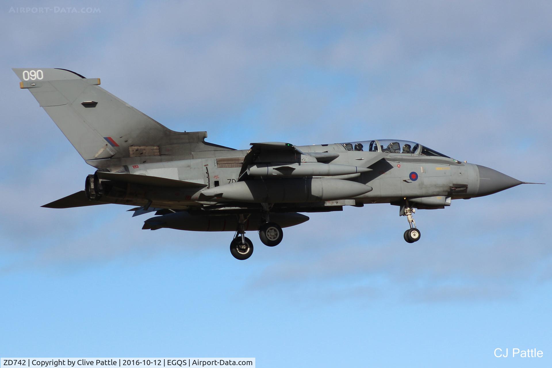 ZD742, 1984 Panavia Tornado GR.4 C/N 364/BT041/3168, In action during Exercise Joint Warrior 16-2 at RAF Lossiemouth EGQS