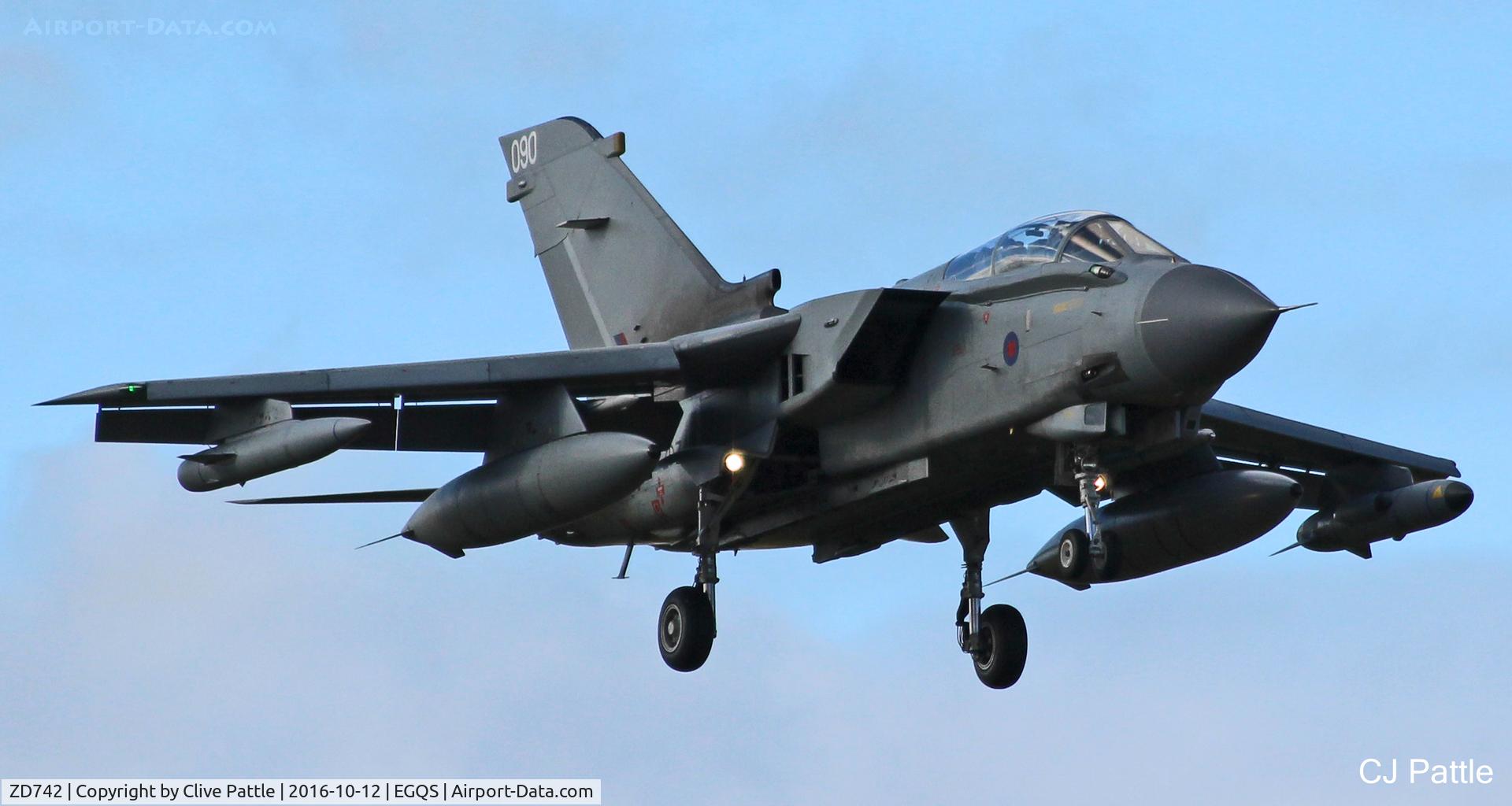 ZD742, 1984 Panavia Tornado GR.4 C/N 364/BT041/3168, In action during Exercise Joint Warrior 16-2 at RAF Lossiemouth EGQS