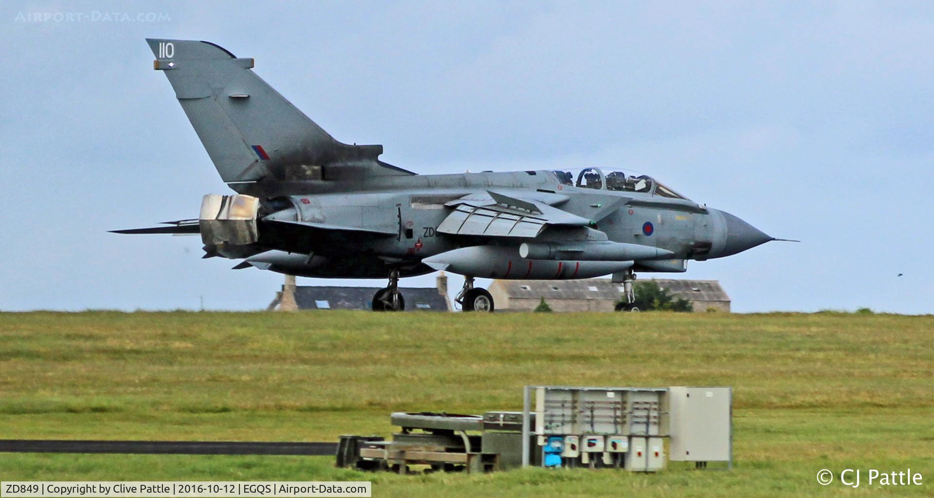ZD849, 1985 Panavia Tornado GR.4 C/N 444/BS147/3202, In thrust reverse action during Exercise Joint Warrior 16-2 at RAF Lossiemouth EGQS
