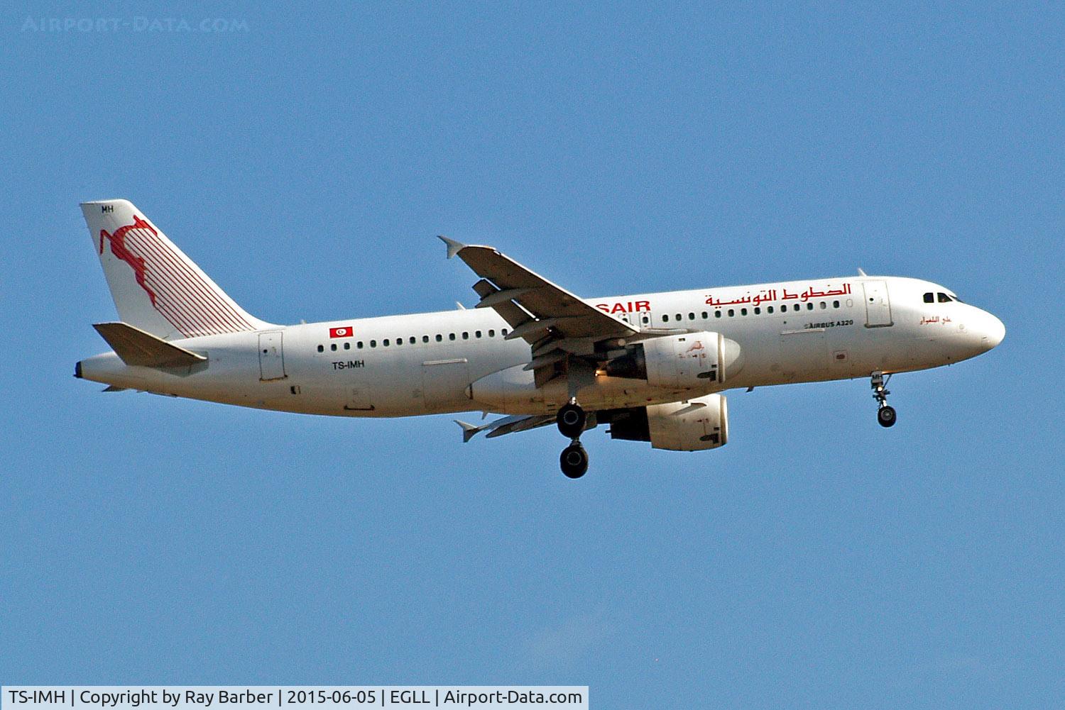 TS-IMH, 1993 Airbus A320-211 C/N 0402, Airbus A320-211 [0402] (Tunisair) Home~G 05/06/2015. On approach 27L.