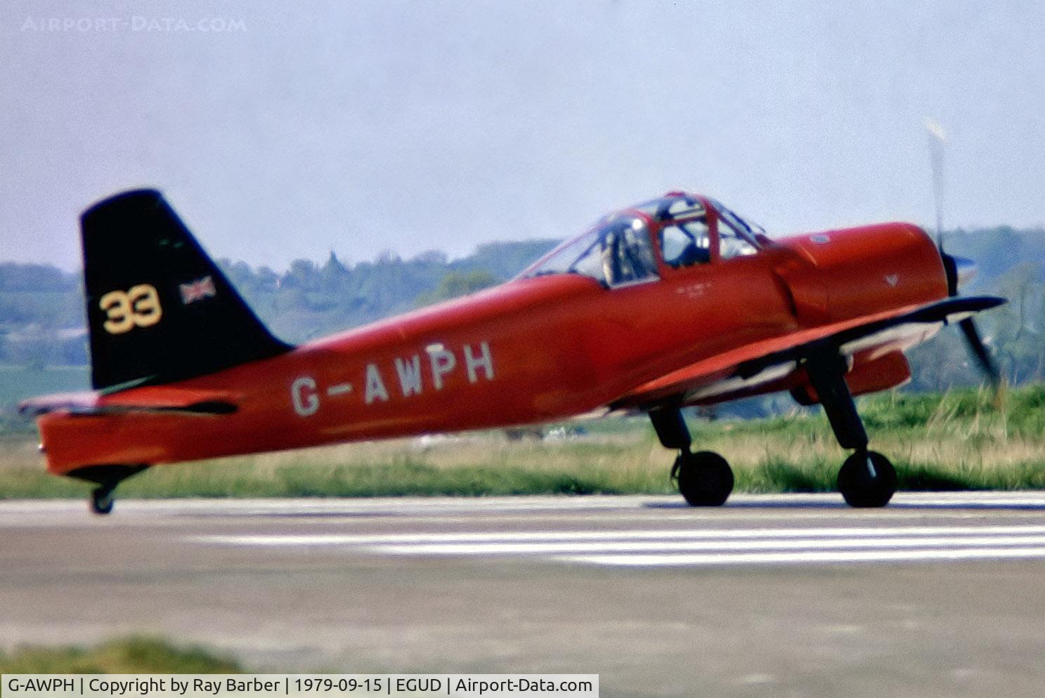 G-AWPH, 1953 Percival P-56 Provost T.1 C/N PAC/F/003, G-AWPH   Percival P.56 Provost T.1 [PAC/F/003] RAF Abingdon~G 15/09/1979. From a slide.