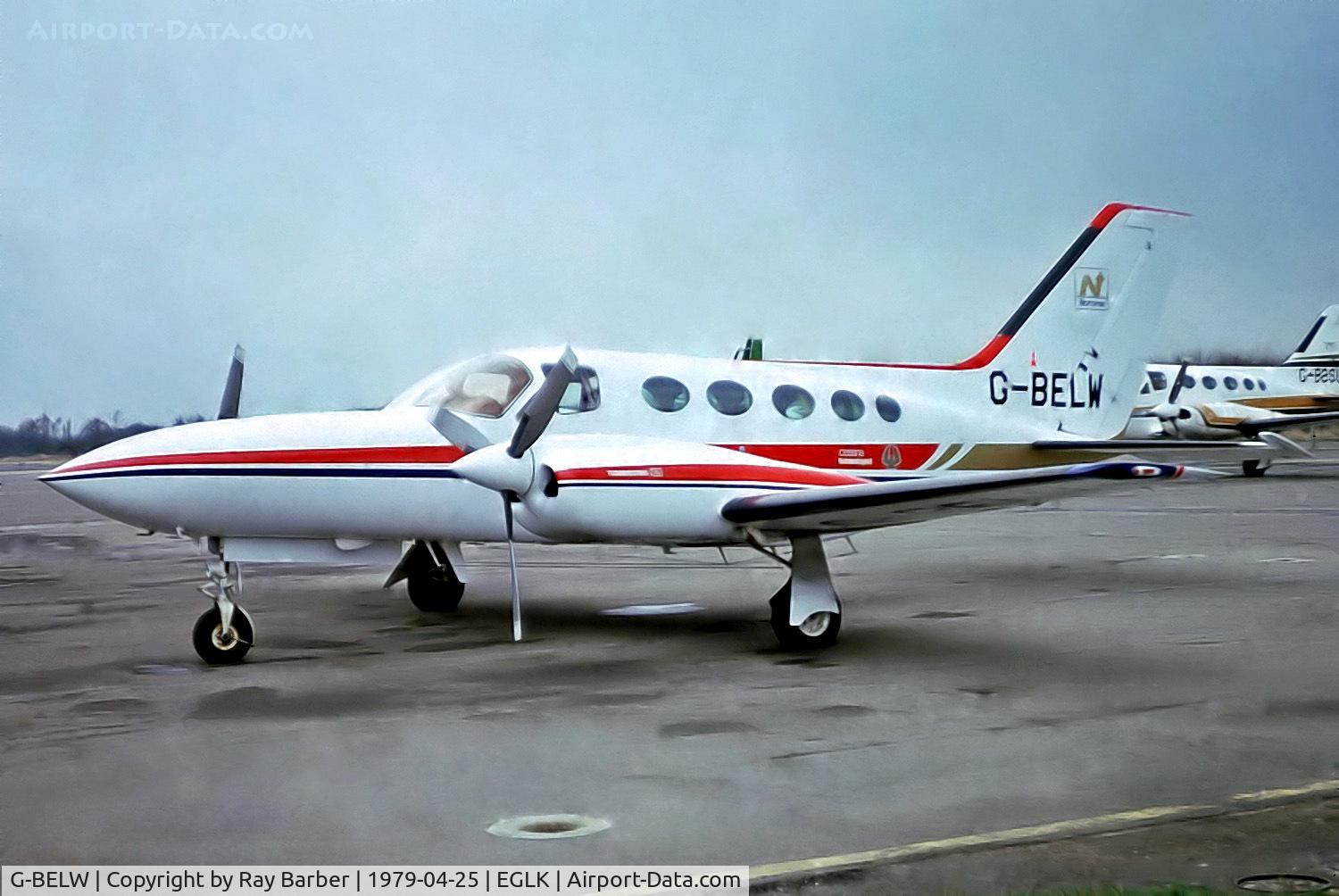 G-BELW, 1977 Cessna 421C Golden Eagle C/N 421C0299, Cessna 421C Golden Eagle [421C-0299] Blackbushe~G 25/04/1979. From a slide.