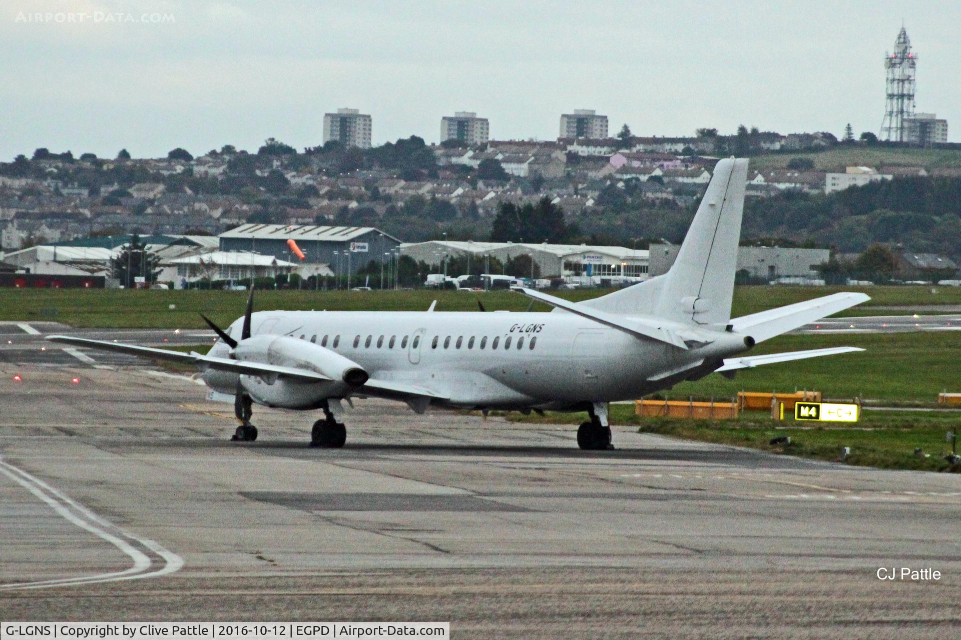 G-LGNS, 1996 Saab 2000 C/N 2000-041, Parked in the dusk at ABZ