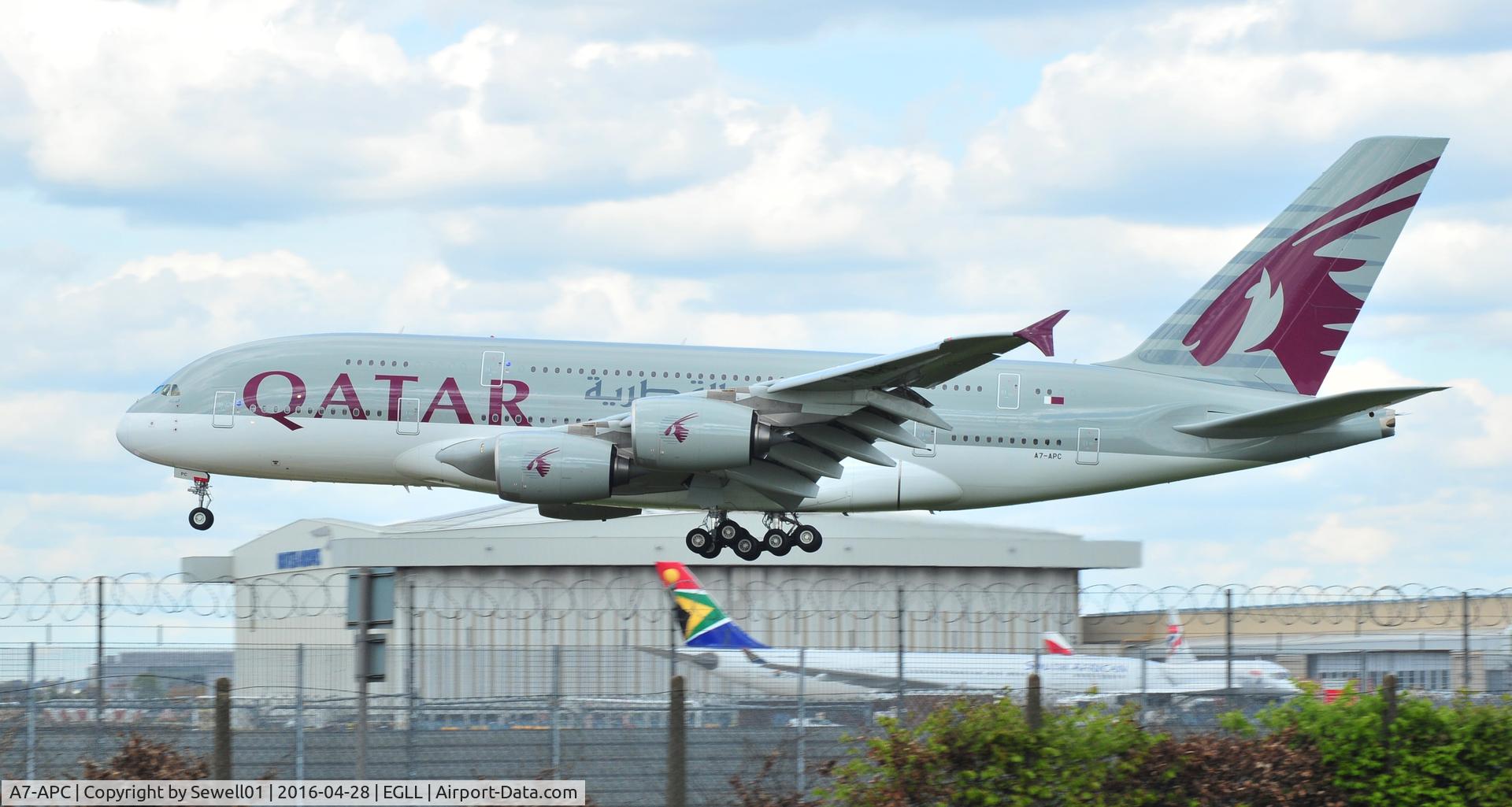 A7-APC, 2013 Airbus A380-861 C/N 145, Landing at LHR
