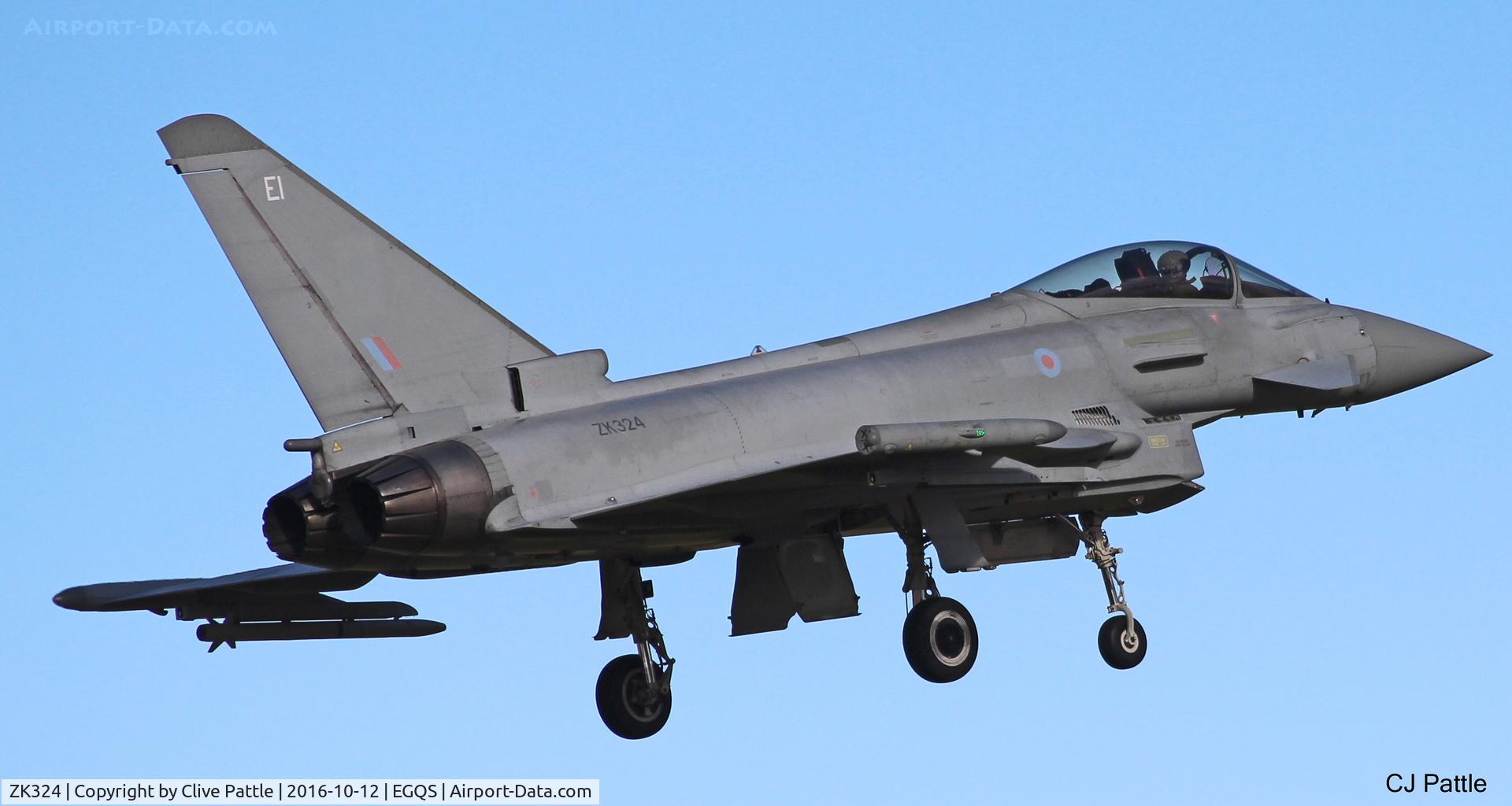ZK324, 2011 Eurofighter EF-2000 Typhoon FGR4 C/N BS085/324, Coded 'EI' with the resident 6 Sqn RAF -  Seen in action at RAF Lossiemouth EGQS during Ex Joint Warrior 16-2