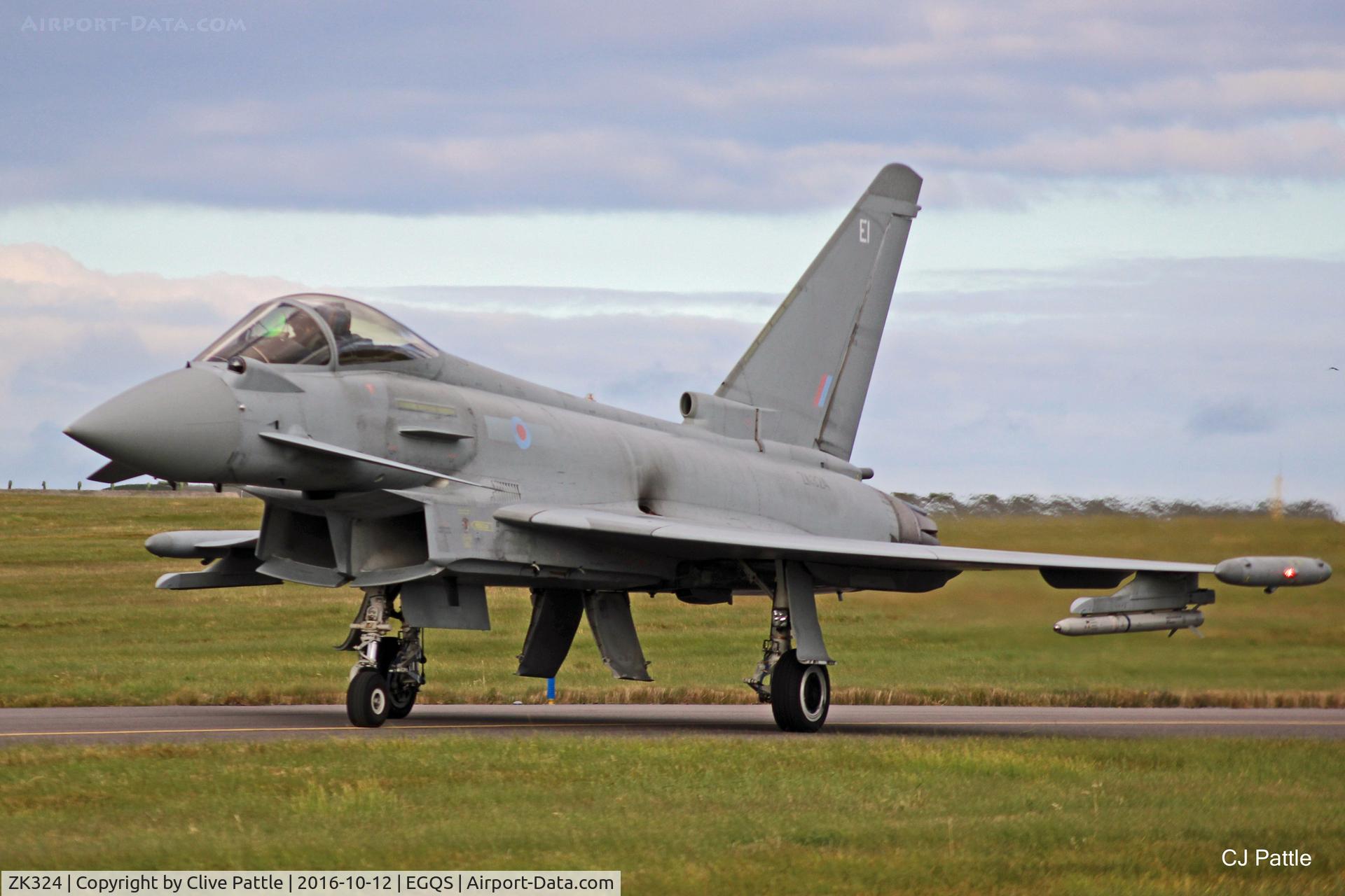 ZK324, 2011 Eurofighter EF-2000 Typhoon FGR4 C/N BS085/324, Coded 'EI' with the resident 6 Sqn RAF -  Seen in action at RAF Lossiemouth EGQS during Ex Joint Warrior 16-2