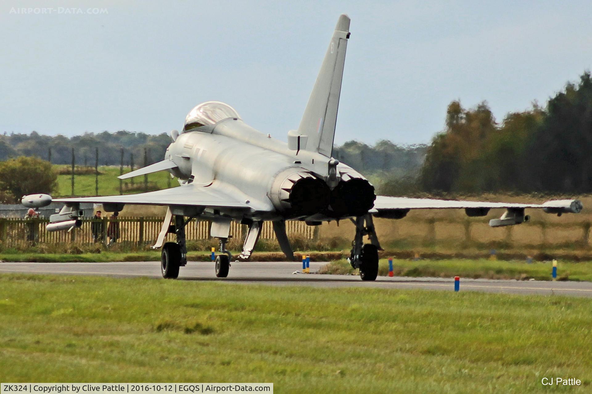 ZK324, 2011 Eurofighter EF-2000 Typhoon FGR4 C/N BS085/324, Coded 'EI' with the resident 6 Sqn RAF -  Seen in action at RAF Lossiemouth EGQS during Ex Joint Warrior 16-2