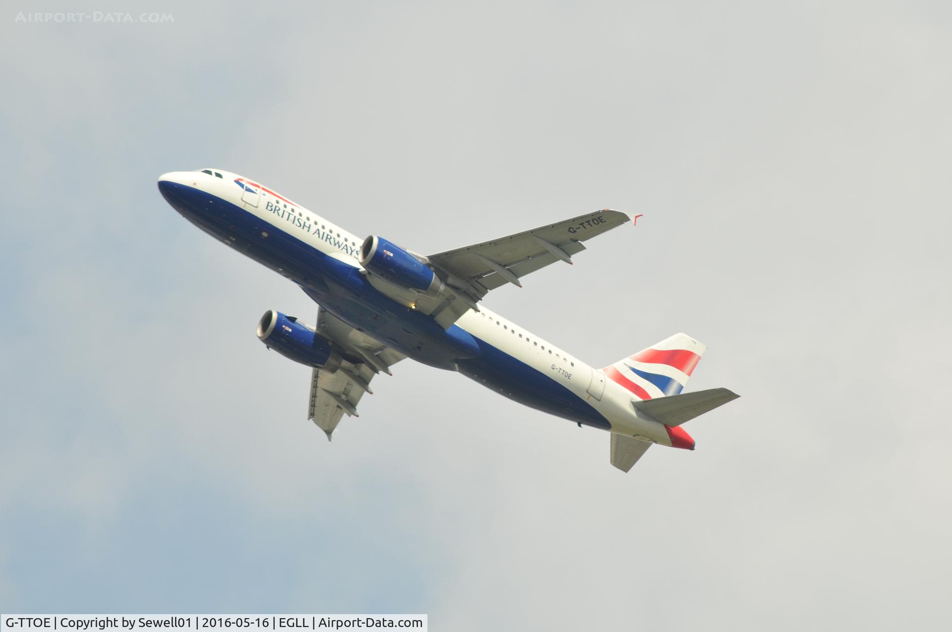 G-TTOE, 2002 Airbus A320-232 C/N 1754, Leaving LHR