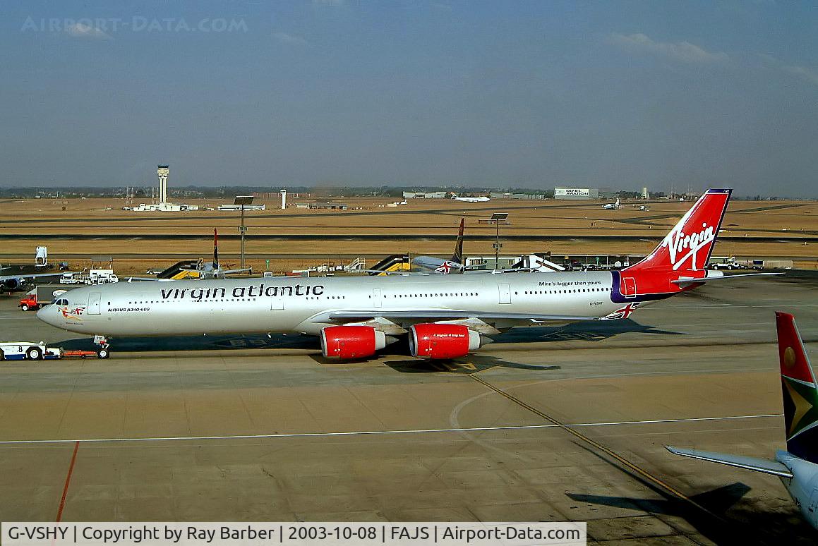 G-VSHY, 2002 Airbus A340-642 C/N 383, Airbus A340-642 [383] (Virgin Atlantic) Johannesburg Int'l~ZS 08/10/2003