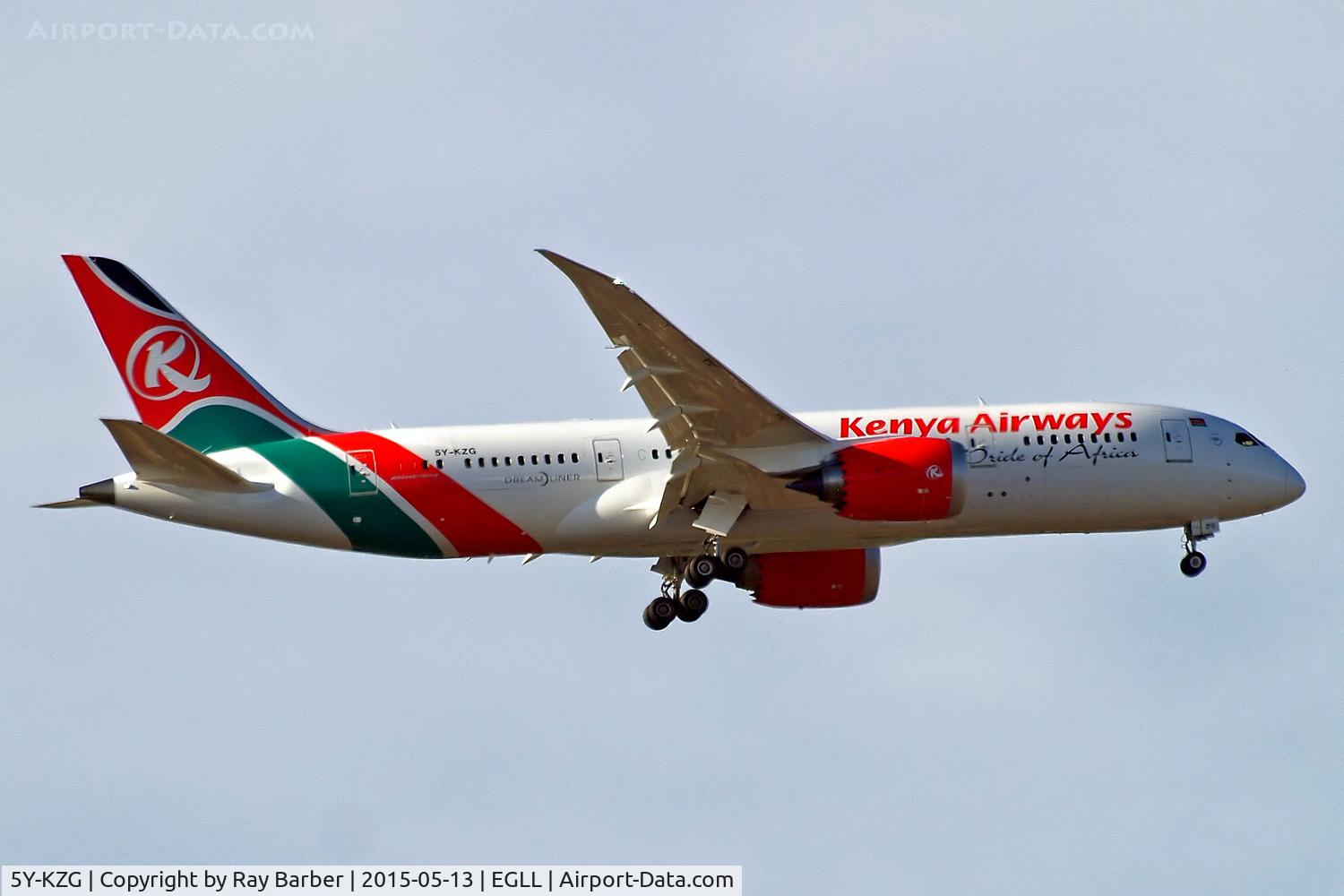 5Y-KZG, 2015 Boeing 787-8 Dreamliner Dreamliner C/N 36044, Boeing 787-8 Dreamliner [36044] (Kenya Airways) Home~G 13/05/2015. On approach 27L.