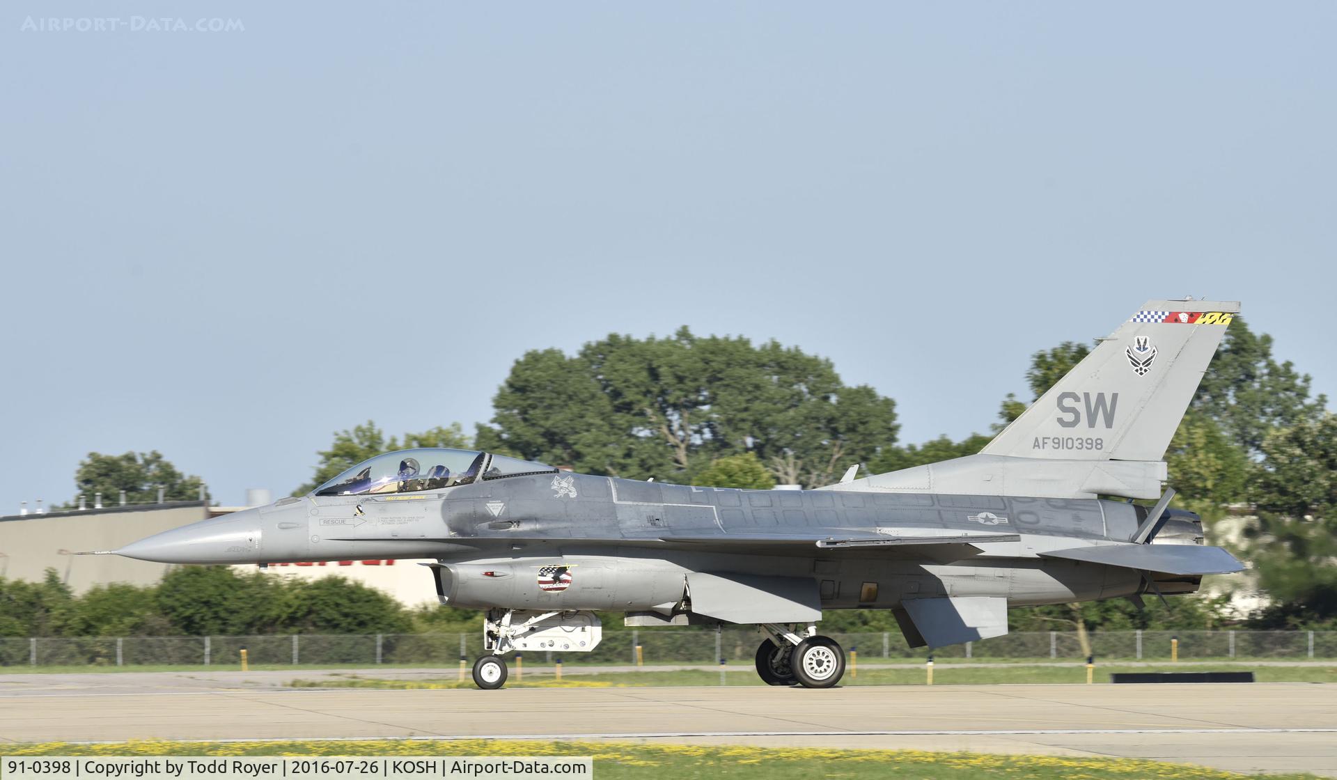 91-0398, 1993 General Dynamics F-16C Fighting Falcon C/N CC-86, Airventure 2016