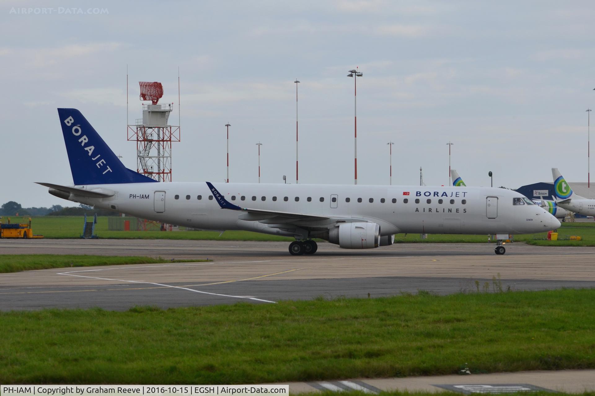 PH-IAM, 2009 Embraer 190AR (ERJ-190-100IGW) C/N 19000310, Just landed at Norwich.