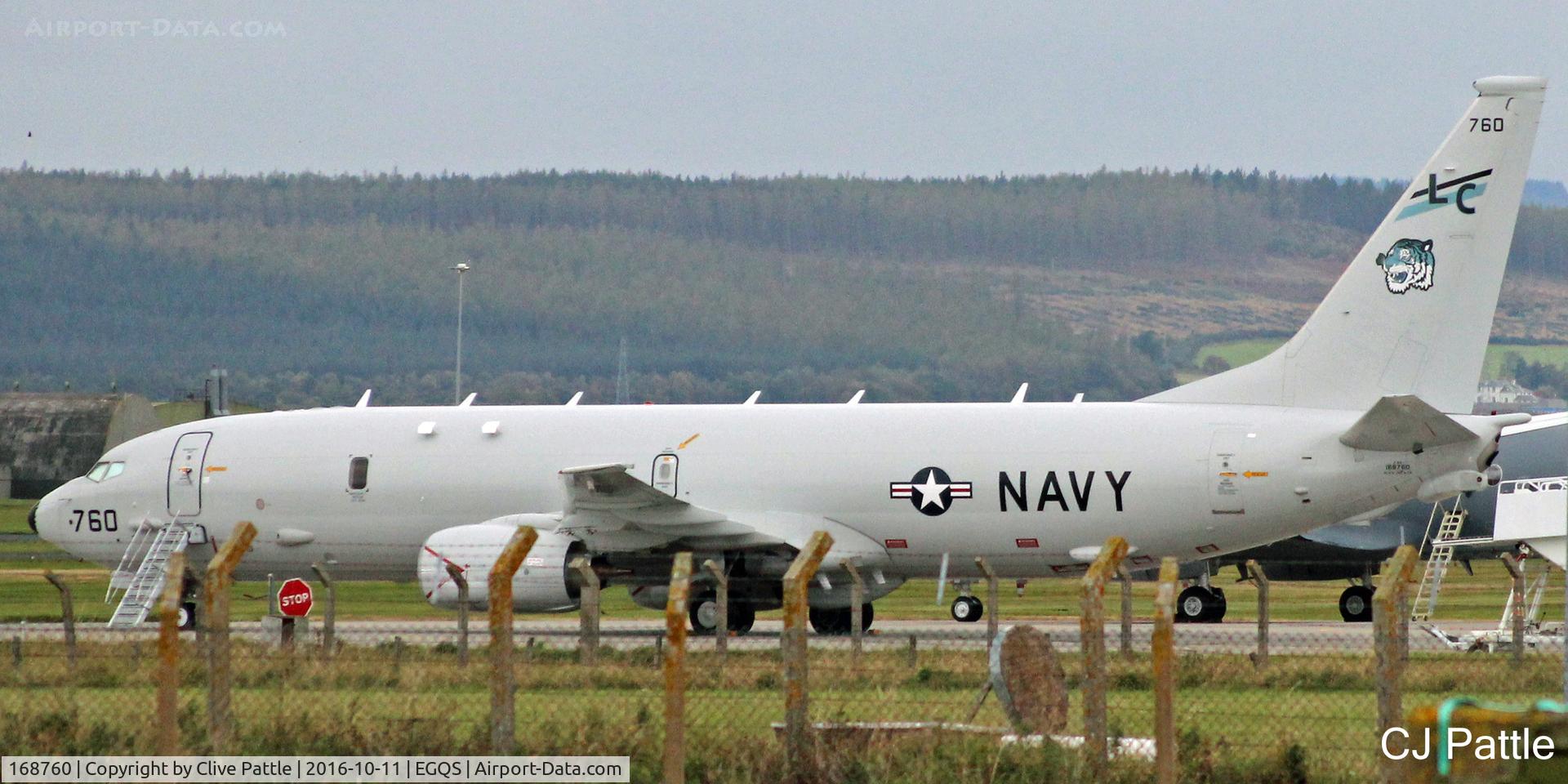 168760, 2014 Boeing P-8A Poseidon C/N 45526, USN parked at RAF Lossiemouth EGQS during Exercise Joint Warrior 16-2