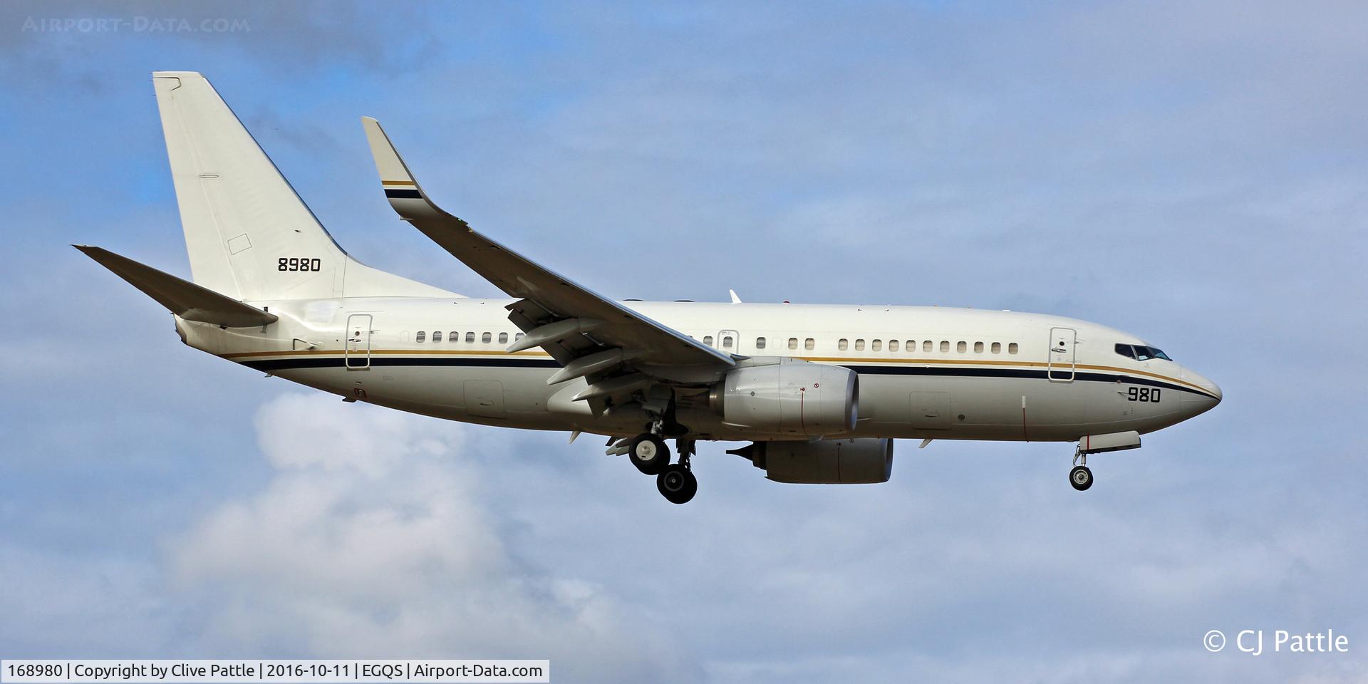 168980, 2014 Boeing C-40A Clipper C/N 43827, USN action from VR-61 at RAF Lossiemouth EGQS during Exercise Joint Warrior 16-2