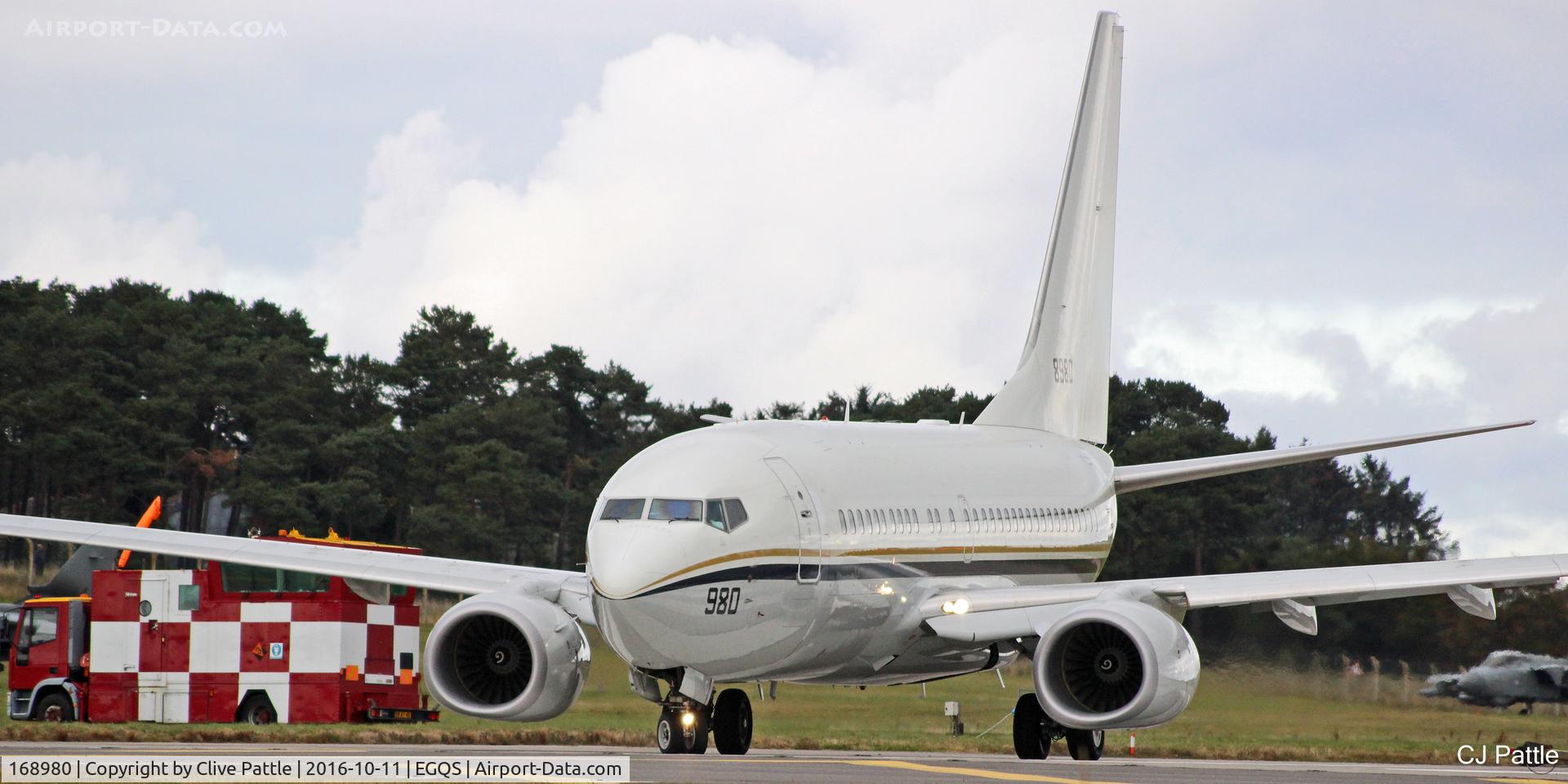 168980, 2014 Boeing C-40A Clipper C/N 43827, USN action from VR-61 at RAF Lossiemouth EGQS during Exercise Joint Warrior 16-2
