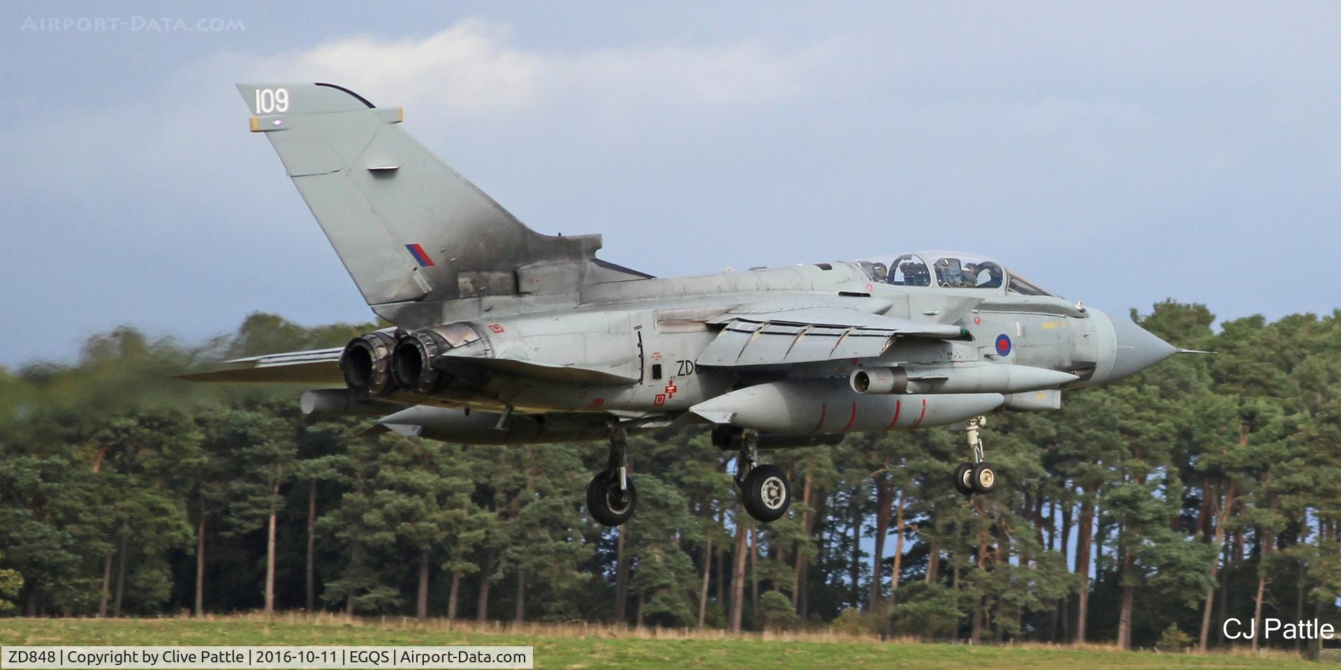 ZD848, 1985 Panavia Tornado GR.4 C/N 441/BS146/3201, Coded '109' landing at its home base of RAF Lossiemouth EGQS during Exercise Joint Warrior 16-2