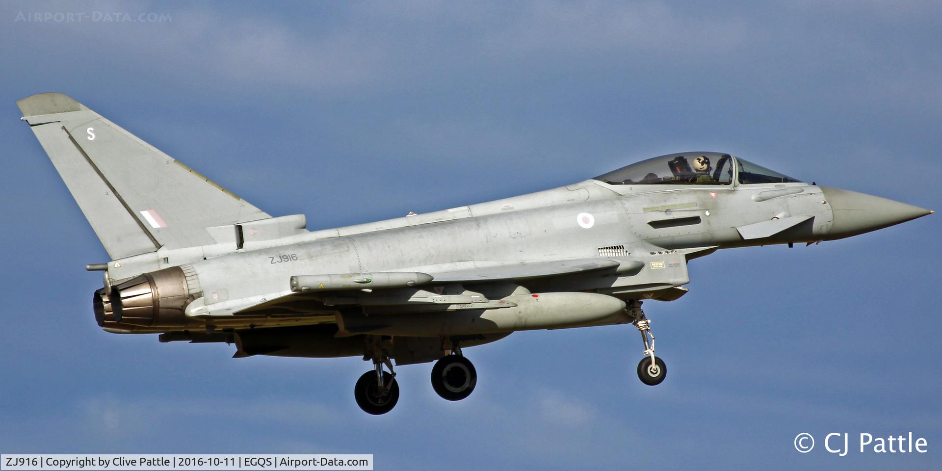 ZJ916, 2005 Eurofighter EF-2000 Typhoon FGR4 C/N 0057/BS007, Coded 'S' with II(AC) Sqn RAF at its home base of RAF Lossiemouth EGQS during Exercise Joint Warrior 16-2