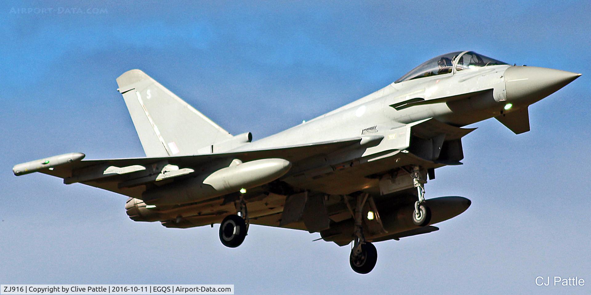 ZJ916, 2005 Eurofighter EF-2000 Typhoon FGR4 C/N 0057/BS007, Coded 'S' with II(AC) Sqn RAF at its home base of RAF Lossiemouth EGQS during Exercise Joint Warrior 16-2
