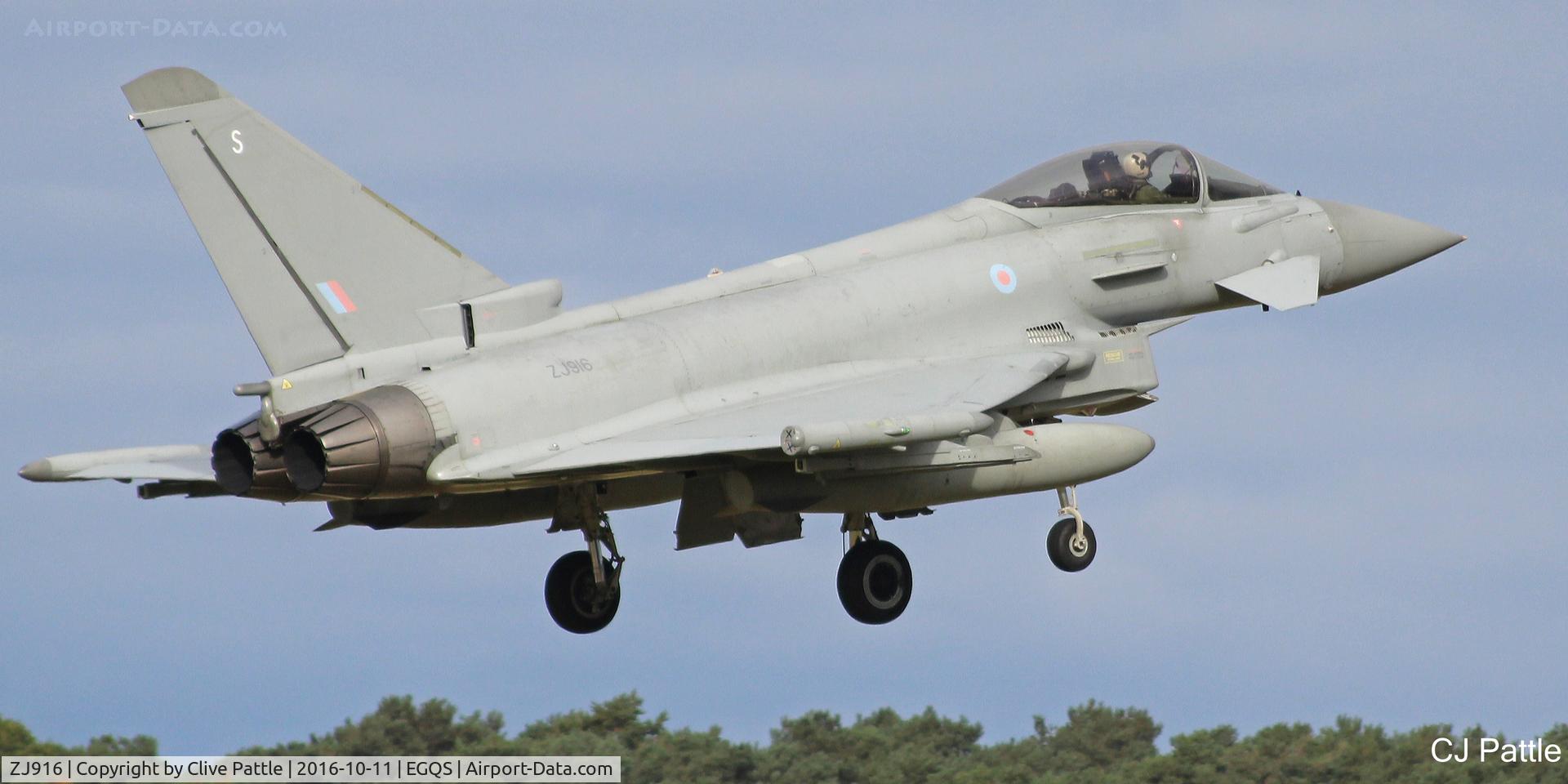 ZJ916, 2005 Eurofighter EF-2000 Typhoon FGR4 C/N 0057/BS007, Coded 'S' with II(AC) Sqn RAF at its home base of RAF Lossiemouth EGQS during Exercise Joint Warrior 16-2