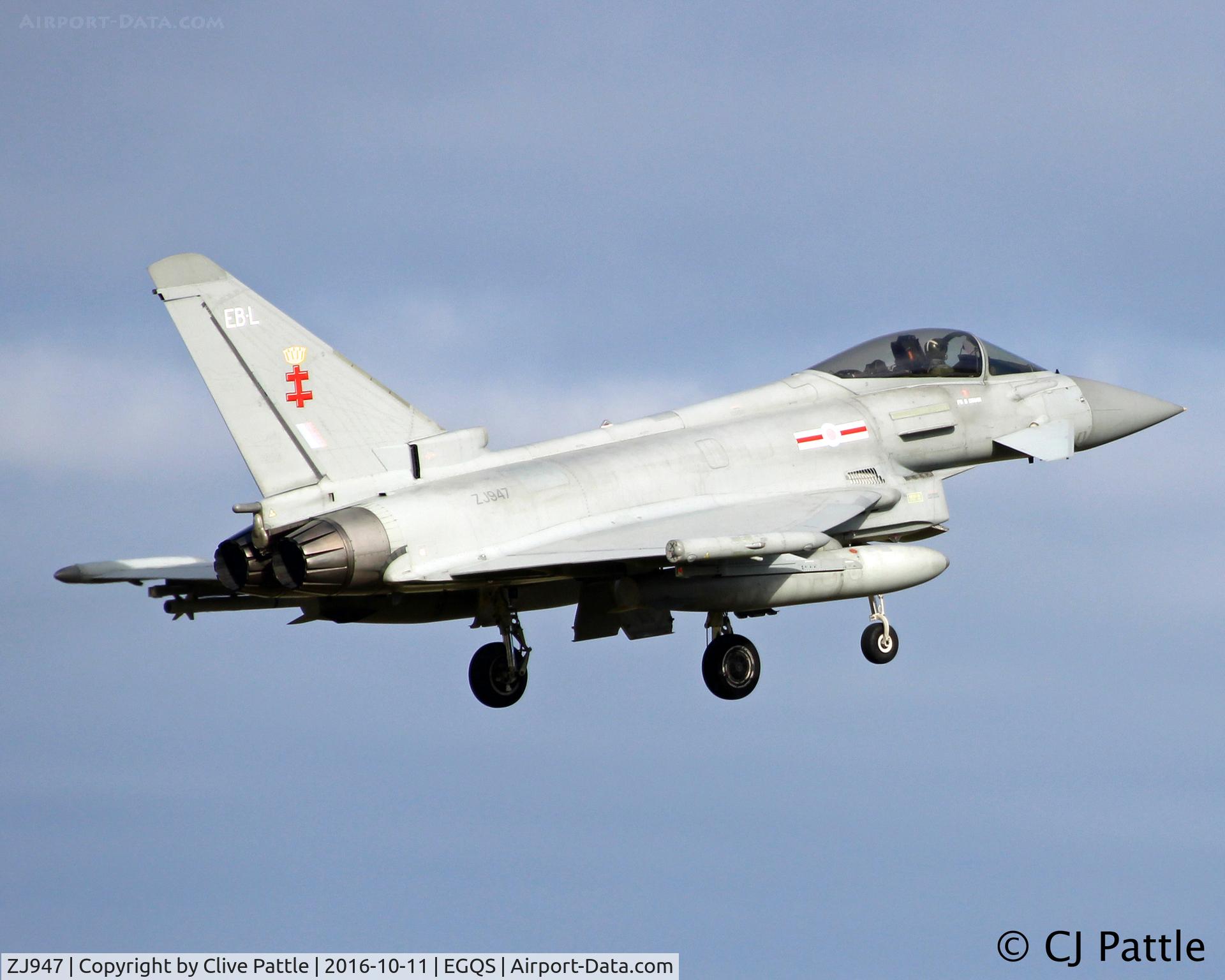 ZJ947, 2008 Eurofighter EF-2000 Typhoon FGR4 C/N 0159/BS040, Coded 'EB-L' with 41(R) TES in action at RAF Lossiemouth EGQS during Exercise Joint Warrior 16-2